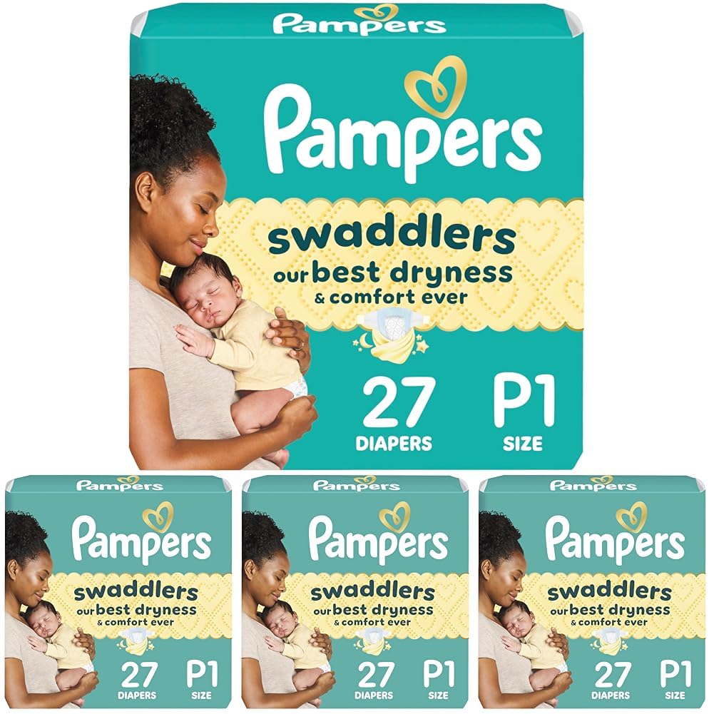 Pampers Swaddlers Newborn Diapers, Size Newborn (10 lbs), 84 Count, Fragrance Free, Hypoallergenic, Absorbent, Pediatrician Recommended, Skin Safe
