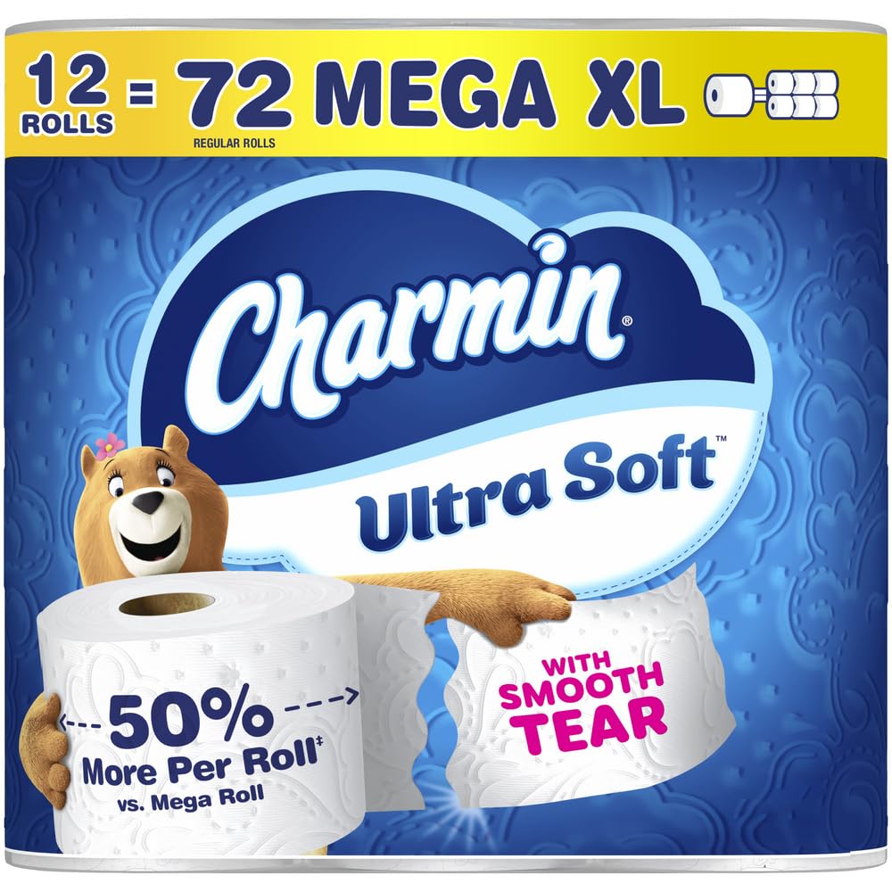 Charmin Ultra Soft Toilet Paper, 12 Mega Rolls = 24 Regular Rolls, 2-ply Bath Tissue