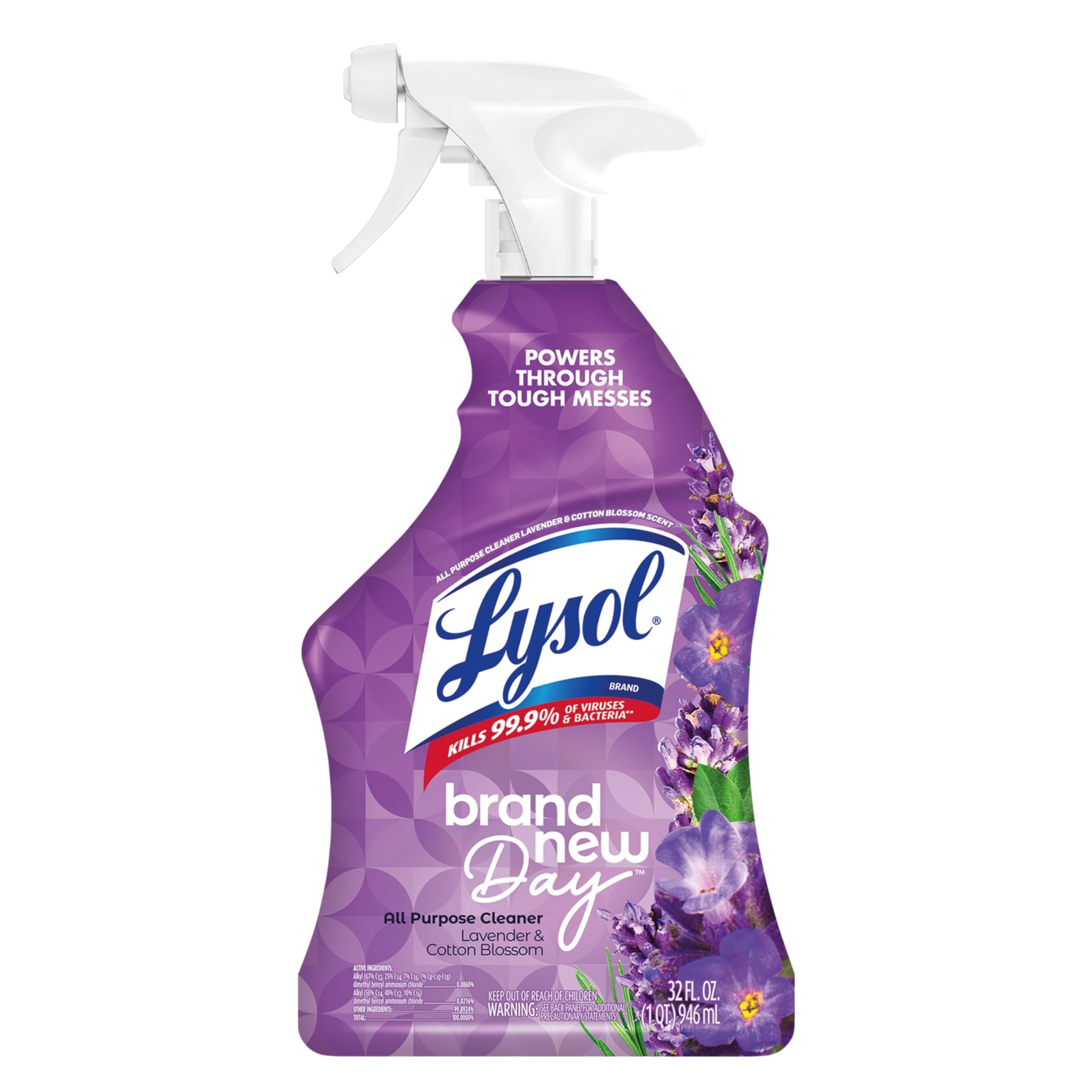 Lysol All Purpose Cleaner Spray, Multi-Purpose Disinfecting Spray, Kitchen & Bathroom Cleaner, Lemon Breeze, Lavender, & Mango Scents, 32oz (Pack of 4)
