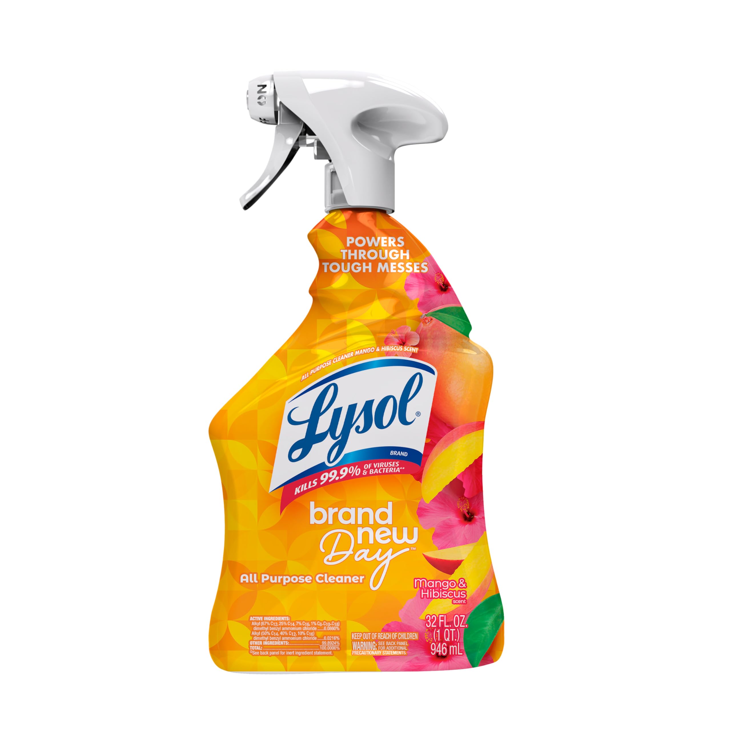 Lysol All Purpose Cleaner Spray, Multi-Purpose Disinfecting Spray, Kitchen & Bathroom Cleaner, Lemon Breeze, Lavender, & Mango Scents, 32oz (Pack of 4)