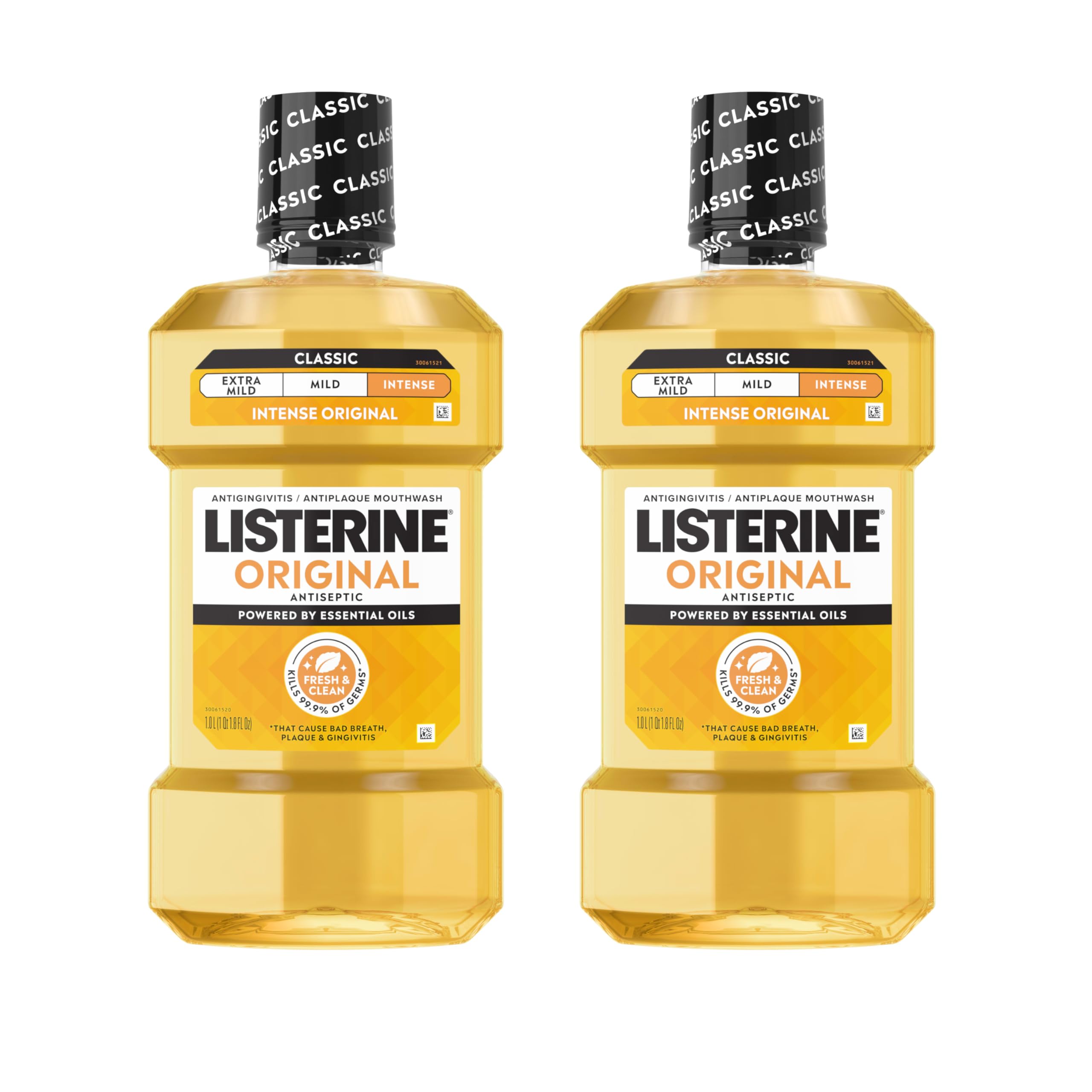 Listerine Original Intense Antiseptic Oral Care Mouthwash to Kill 99.9% of Germs that Cause Bad Breath, Plaque and Gingivitis, ADA-Accepted Mouthwash, Intense Original Flavored Oral Rinse, 1.5 L