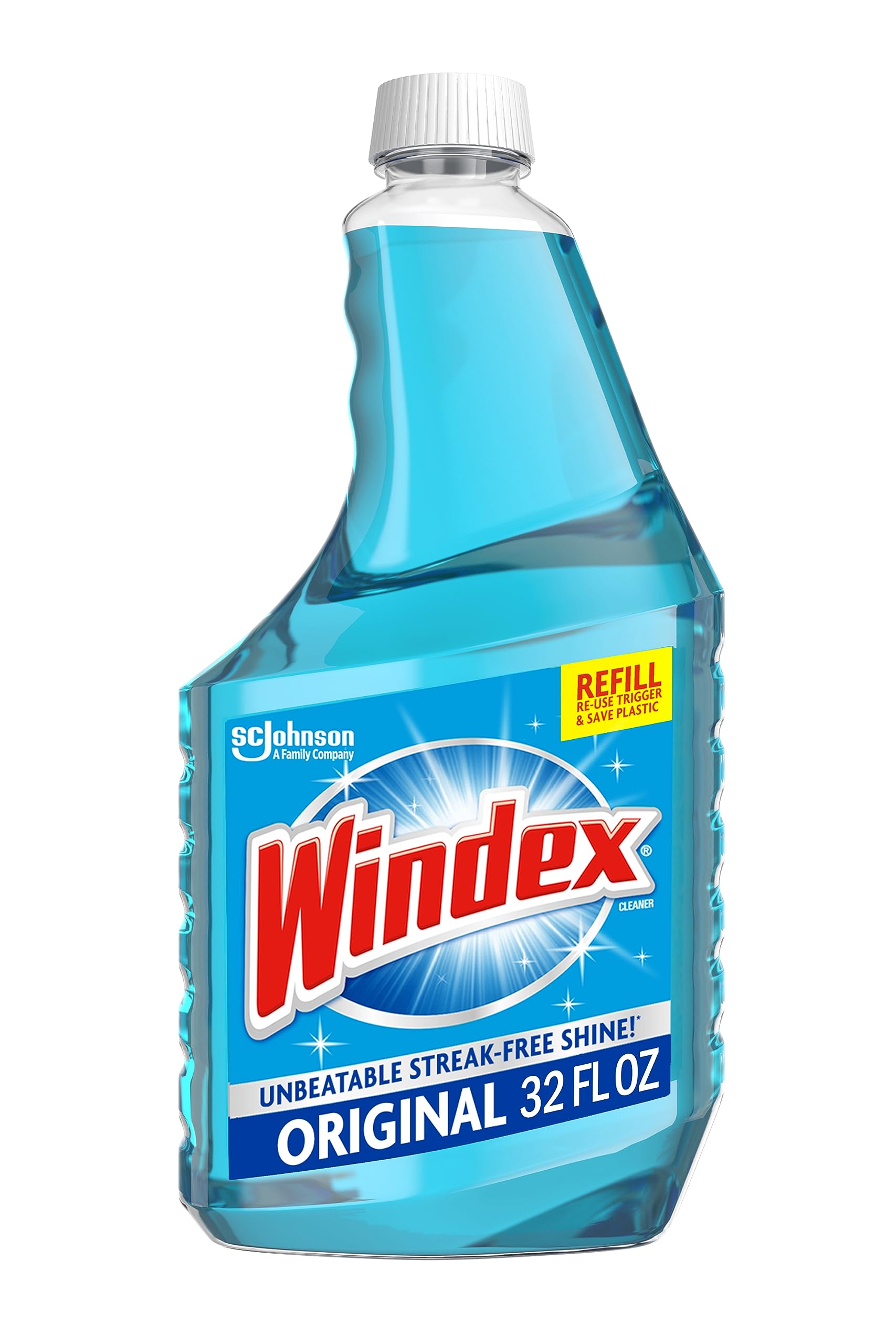 Windex Glass and Window Cleaner Spray Bottle, Packaging Designed to Prevent Leakage and Breaking, Surface Cleaning Spray, Original Blue Scent, 23 Fl Oz (Pack of 2)