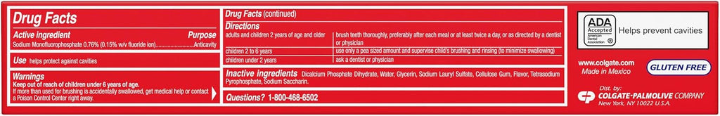 Colgate Cavity Protection Toothpaste with Fluoride, Minty Great Regular Flavor, Anti Cavity Toothpaste, 6 Pack, 6 Oz Tubes
