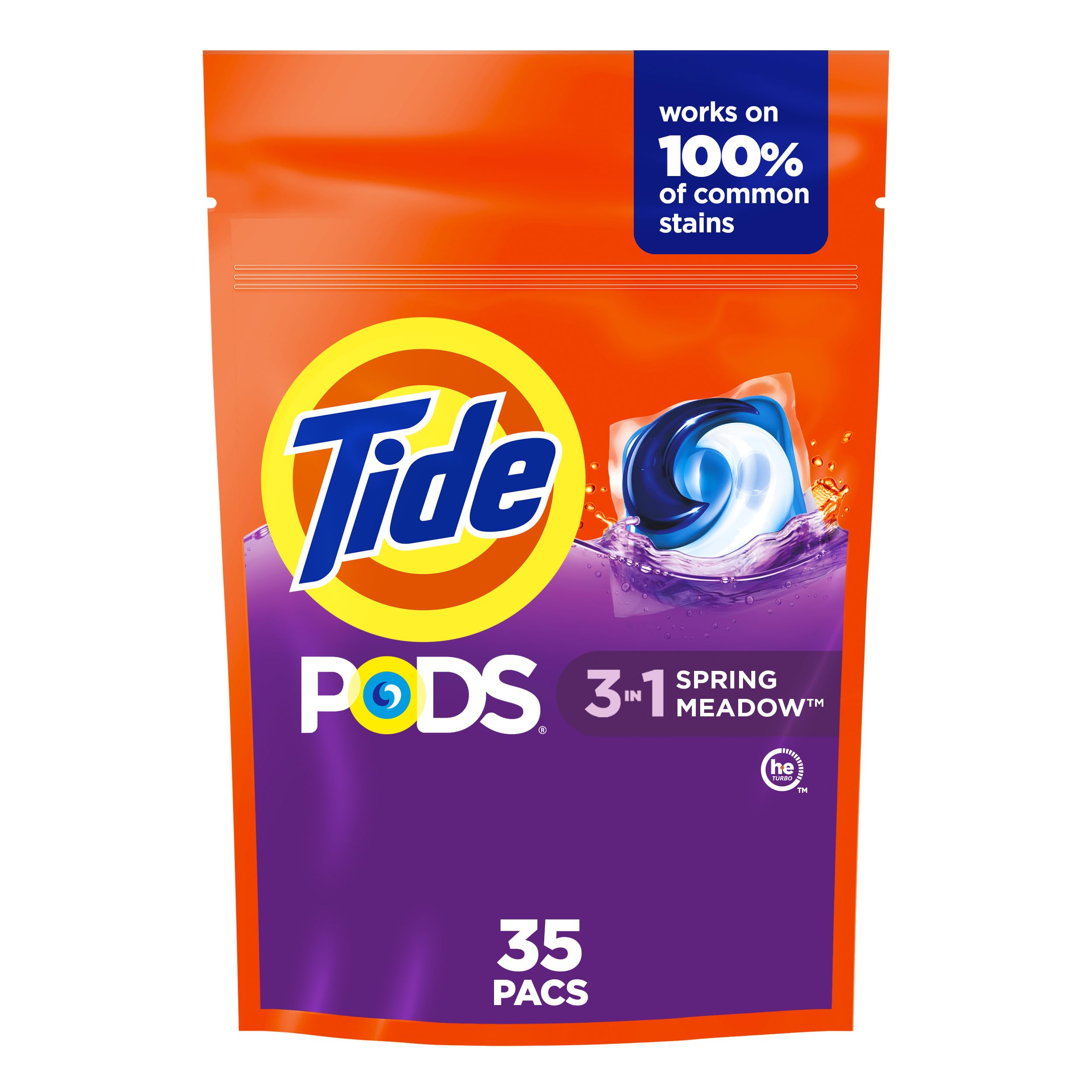 Tide PODS laundry detergent pacs, 3-in-1 Stain Remover, Odor Fighter, Color Protector, 42 Count, HE compatible, Original Scent