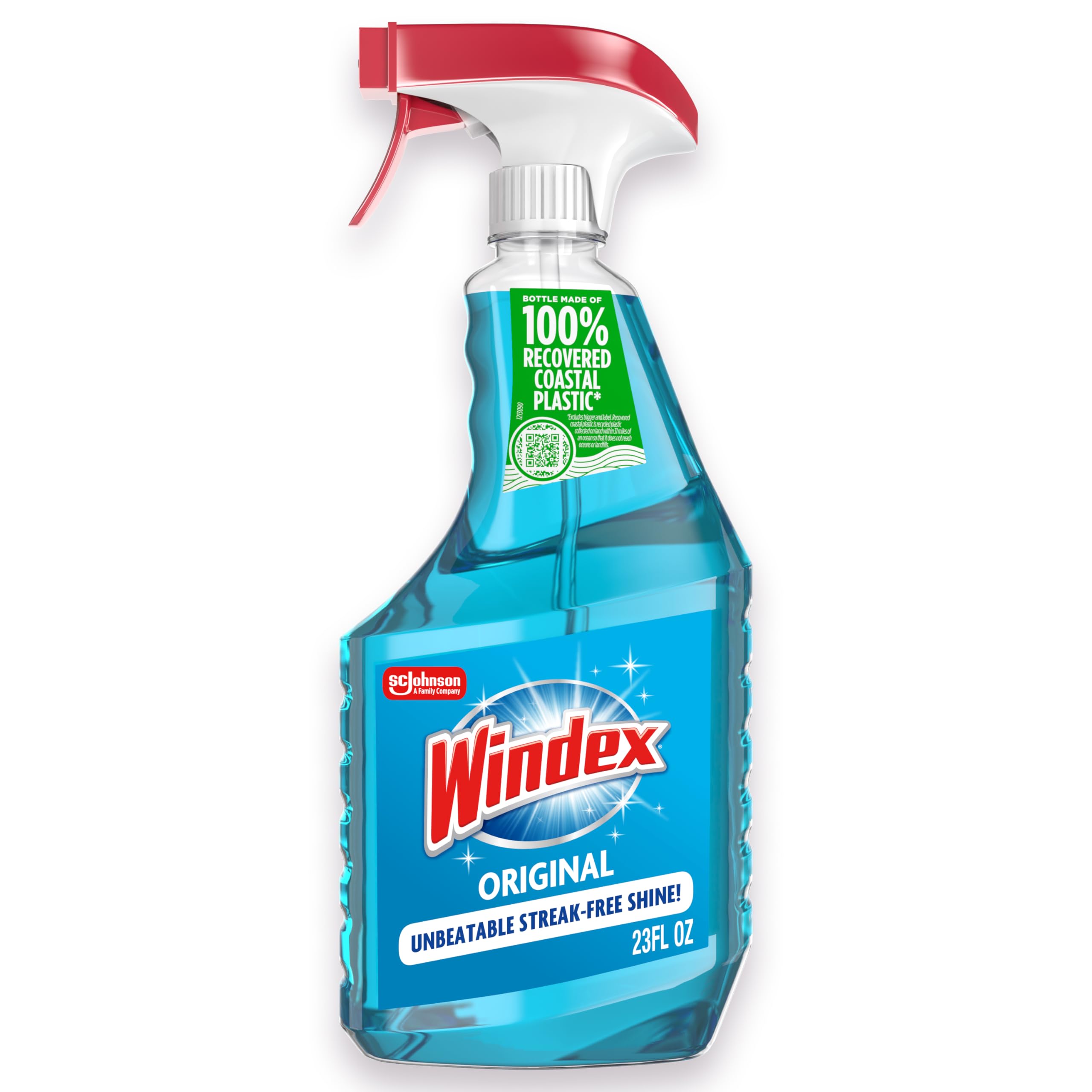 Windex Glass and Window Cleaner Spray Bottle, Packaging Designed to Prevent Leakage and Breaking, Surface Cleaning Spray, Original Blue Scent, 23 Fl Oz (Pack of 2)