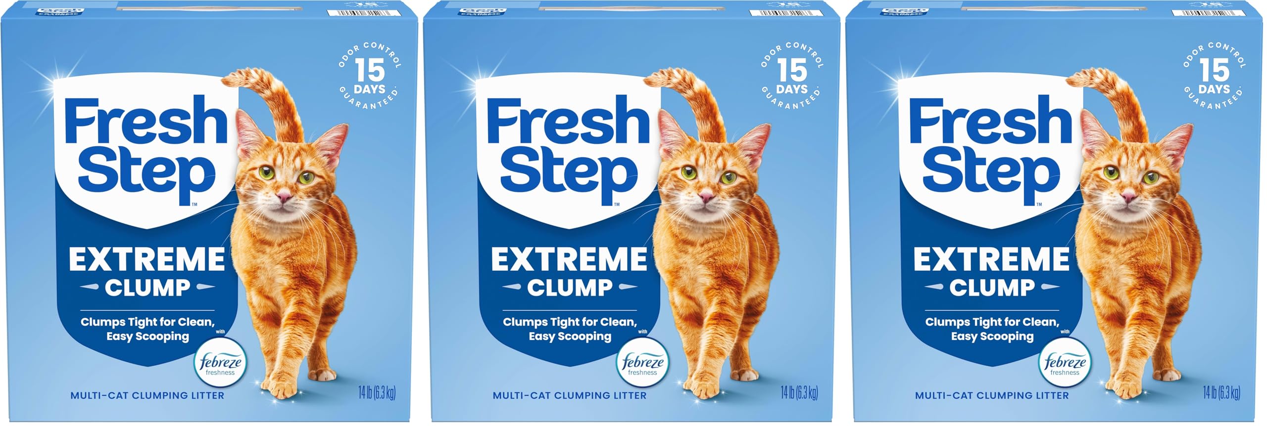 Fresh Step Advanced Odor Shield Light Weight Multi Cat Clumping Litter with Febreze Freshness, Ammonia Block Technology, 18.5 lb. Box, Pack of 2
