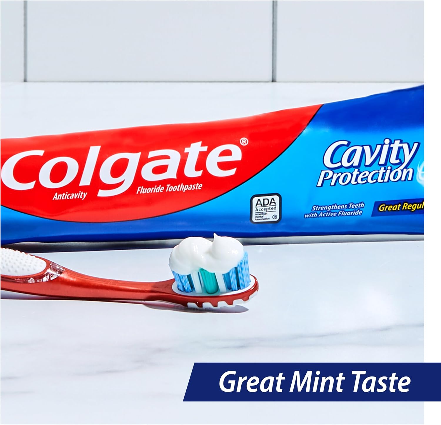 Colgate Cavity Protection Toothpaste with Fluoride, Minty Great Regular Flavor, Anti Cavity Toothpaste, 6 Pack, 6 Oz Tubes