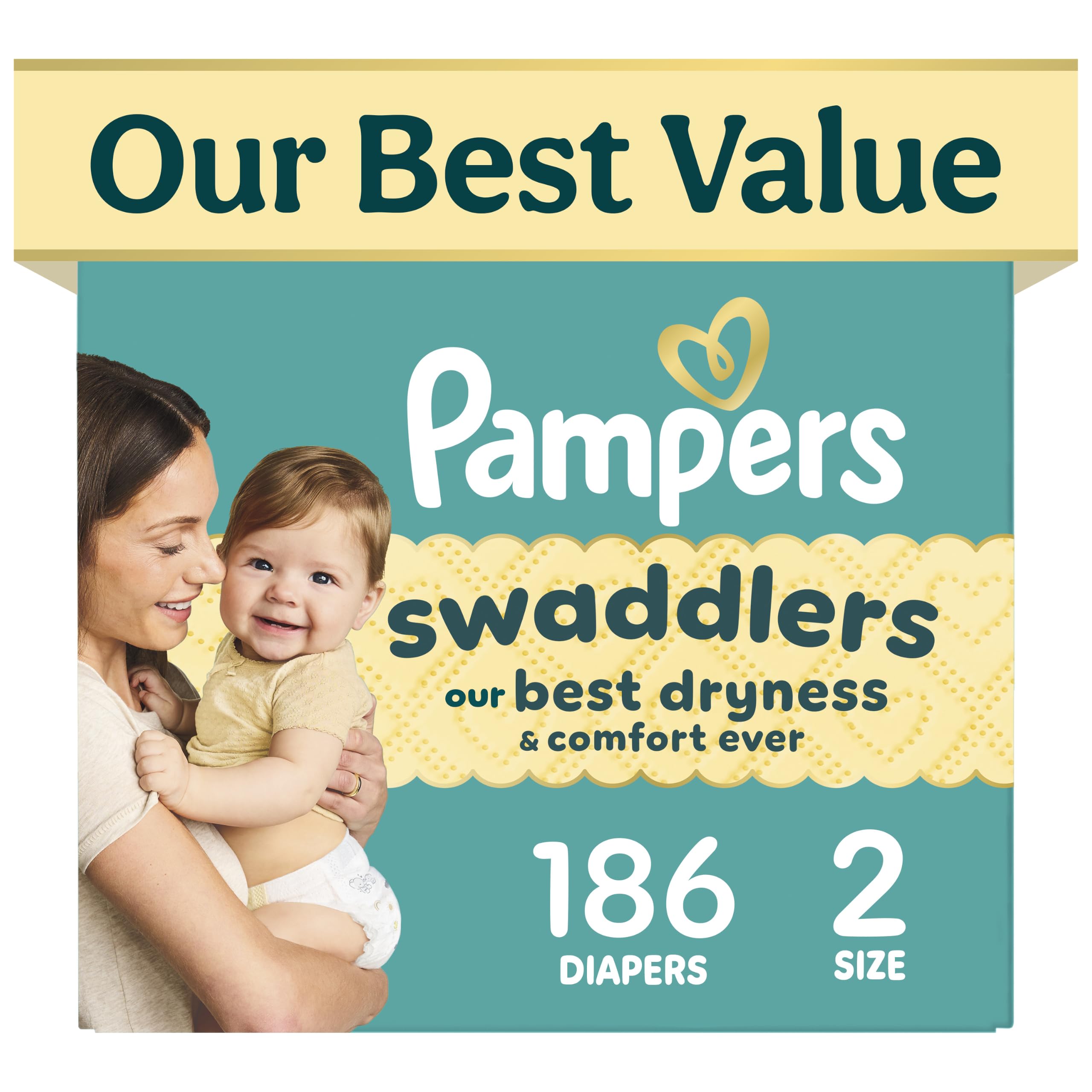 Pampers Swaddlers Newborn Diapers, Size Newborn (10 lbs), 84 Count, Fragrance Free, Hypoallergenic, Absorbent, Pediatrician Recommended, Skin Safe