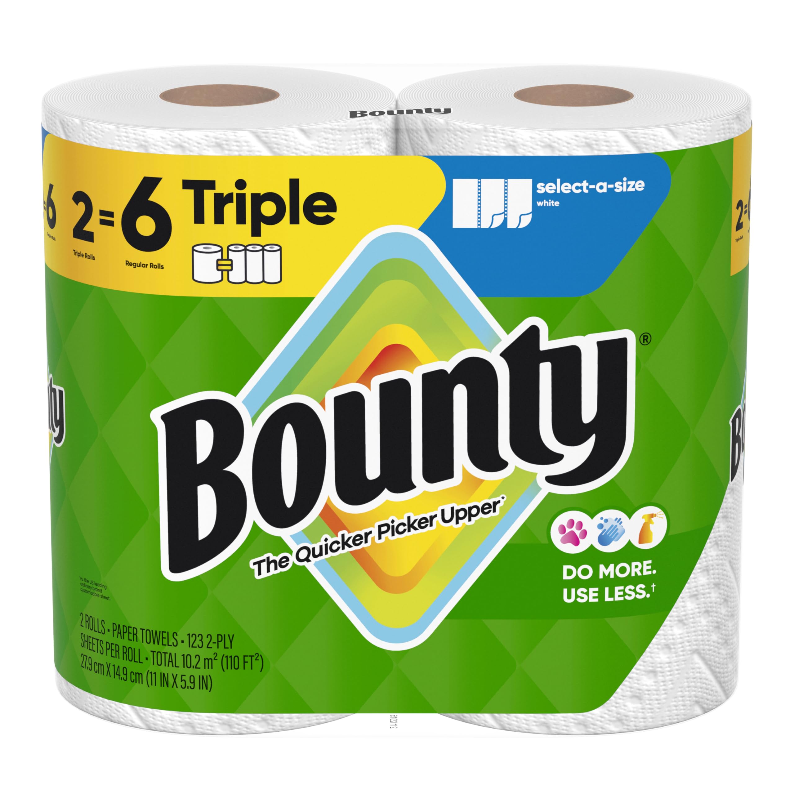 Bounty Select-A-Size Paper Towels, White, 8 Triple Rolls = 24 Regular Roll