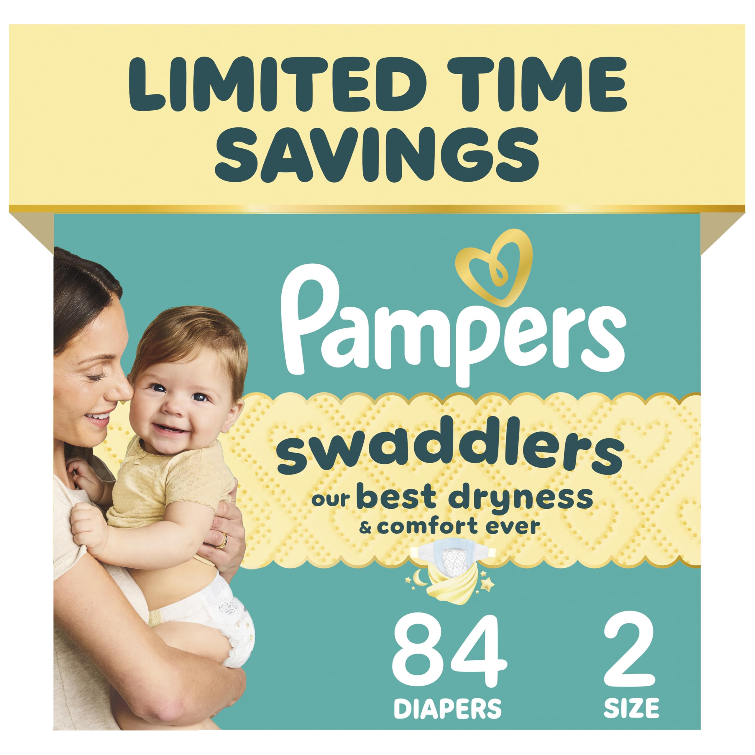 Pampers Swaddlers Newborn Diapers, Size Newborn (10 lbs), 84 Count, Fragrance Free, Hypoallergenic, Absorbent, Pediatrician Recommended, Skin Safe