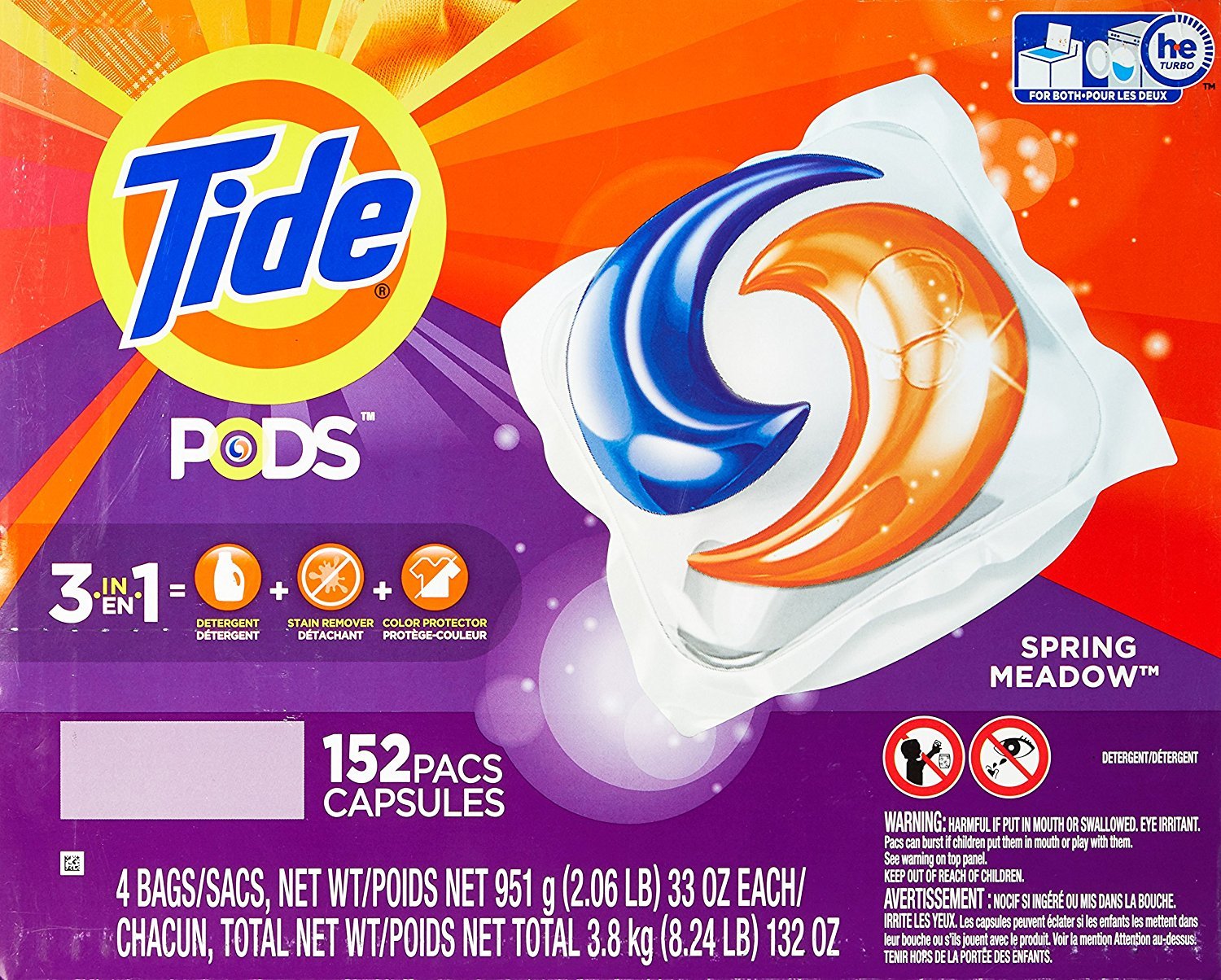 Tide PODS laundry detergent pacs, 3-in-1 Stain Remover, Odor Fighter, Color Protector, 42 Count, HE compatible, Original Scent