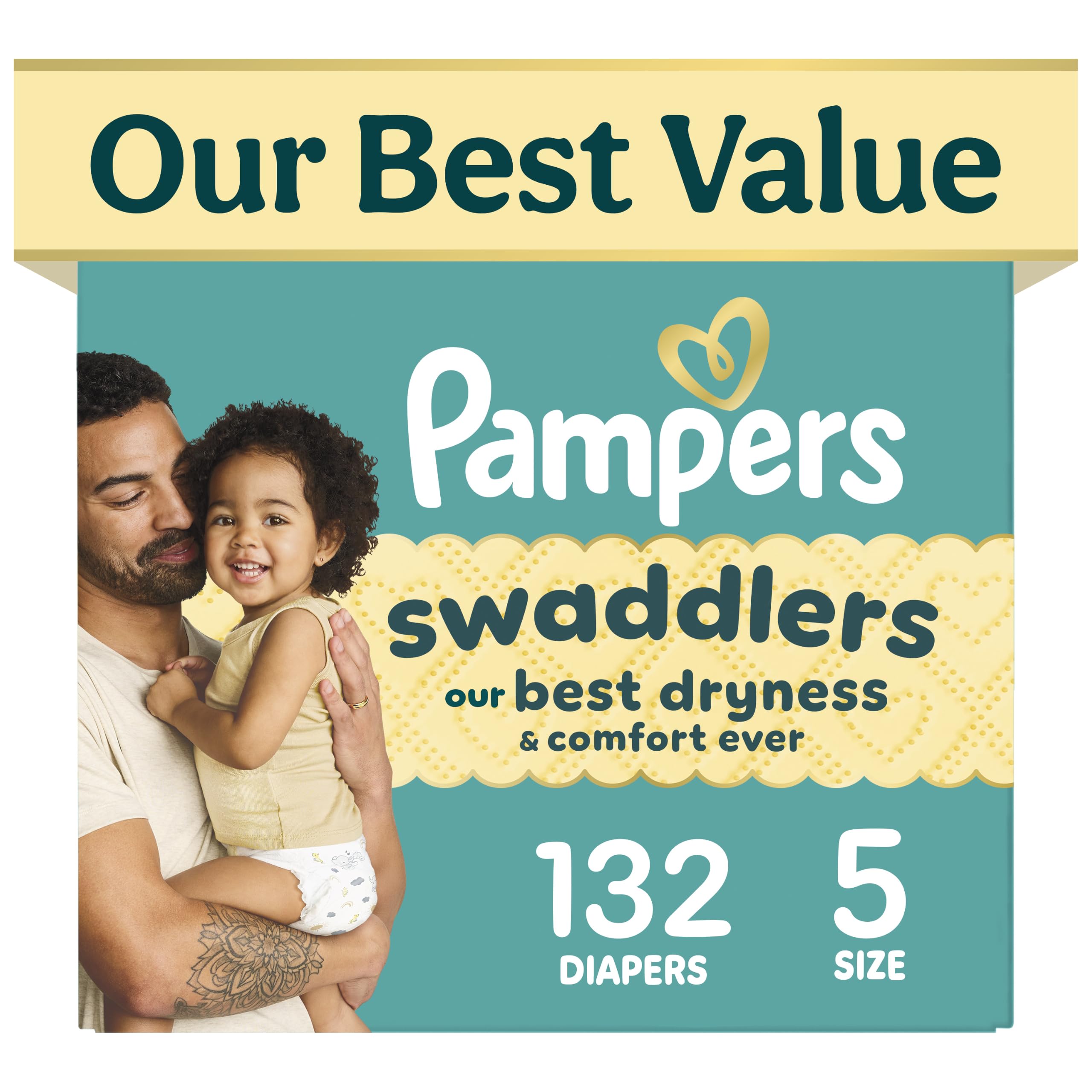 Pampers Swaddlers Newborn Diapers, Size Newborn (10 lbs), 84 Count, Fragrance Free, Hypoallergenic, Absorbent, Pediatrician Recommended, Skin Safe