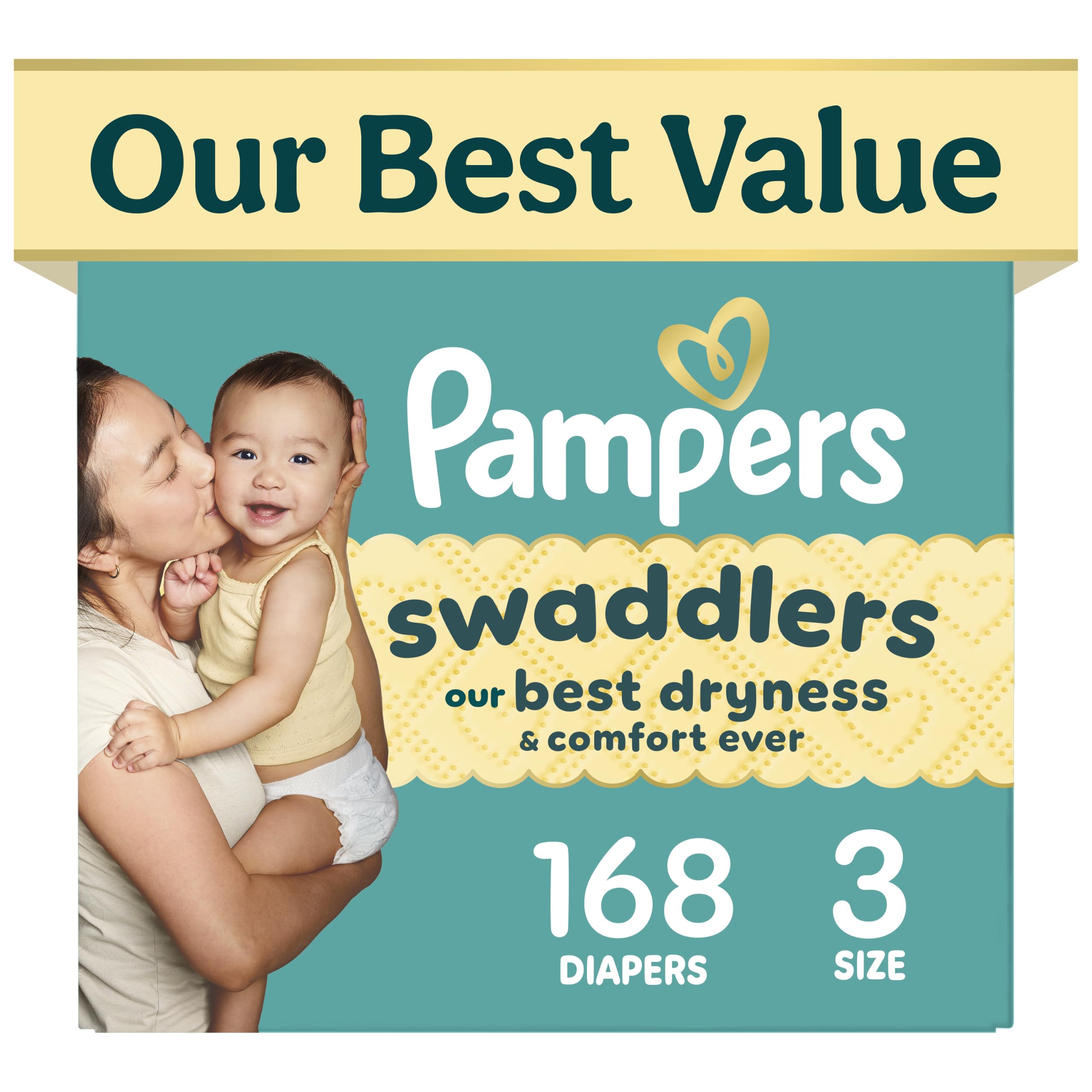 Pampers Swaddlers Newborn Diapers, Size Newborn (10 lbs), 84 Count, Fragrance Free, Hypoallergenic, Absorbent, Pediatrician Recommended, Skin Safe