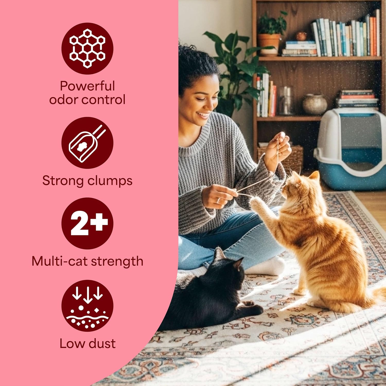 Fresh Step Advanced Odor Shield Light Weight Multi Cat Clumping Litter with Febreze Freshness, Ammonia Block Technology, 18.5 lb. Box, Pack of 2