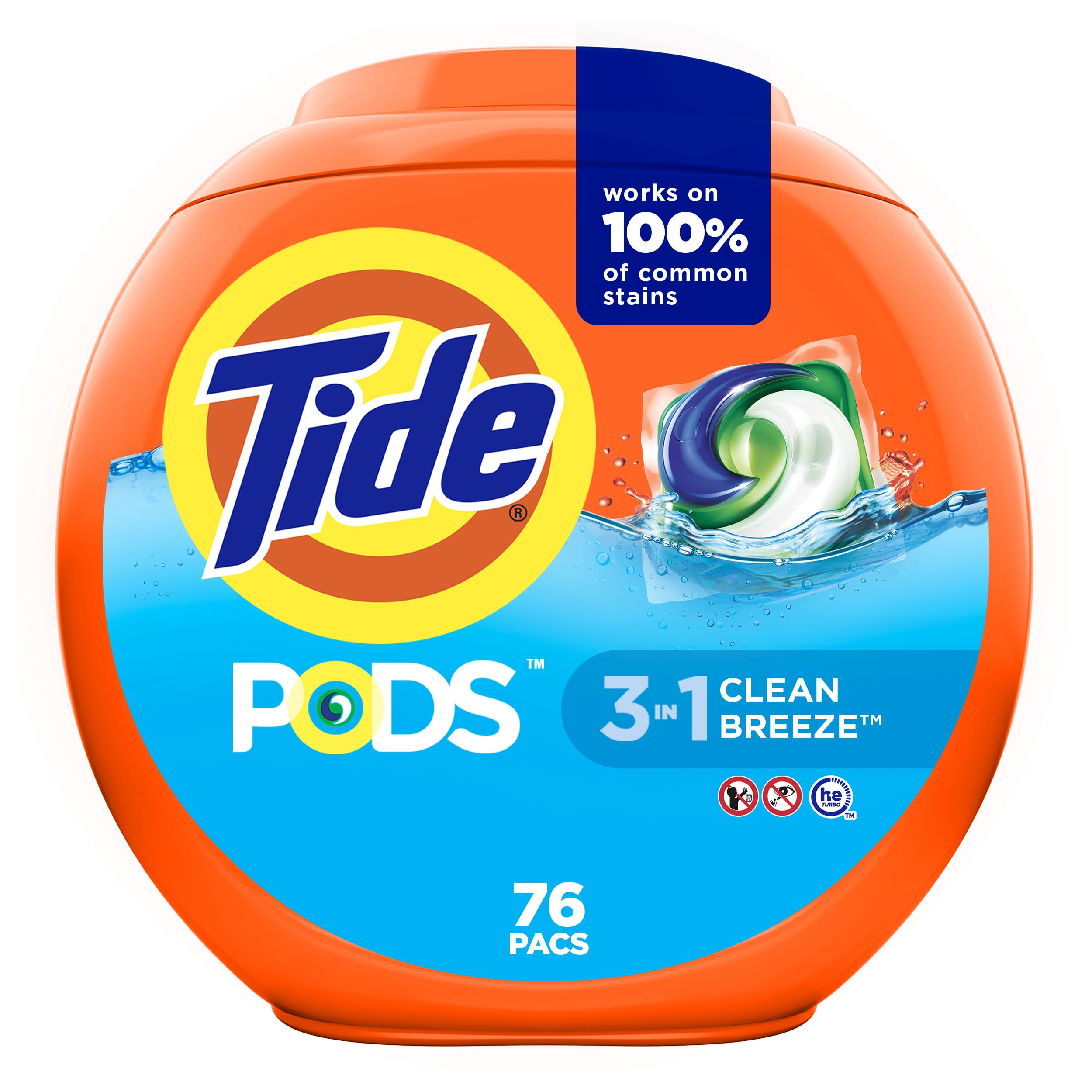 Tide PODS laundry detergent pacs, 3-in-1 Stain Remover, Odor Fighter, Color Protector, 42 Count, HE compatible, Original Scent