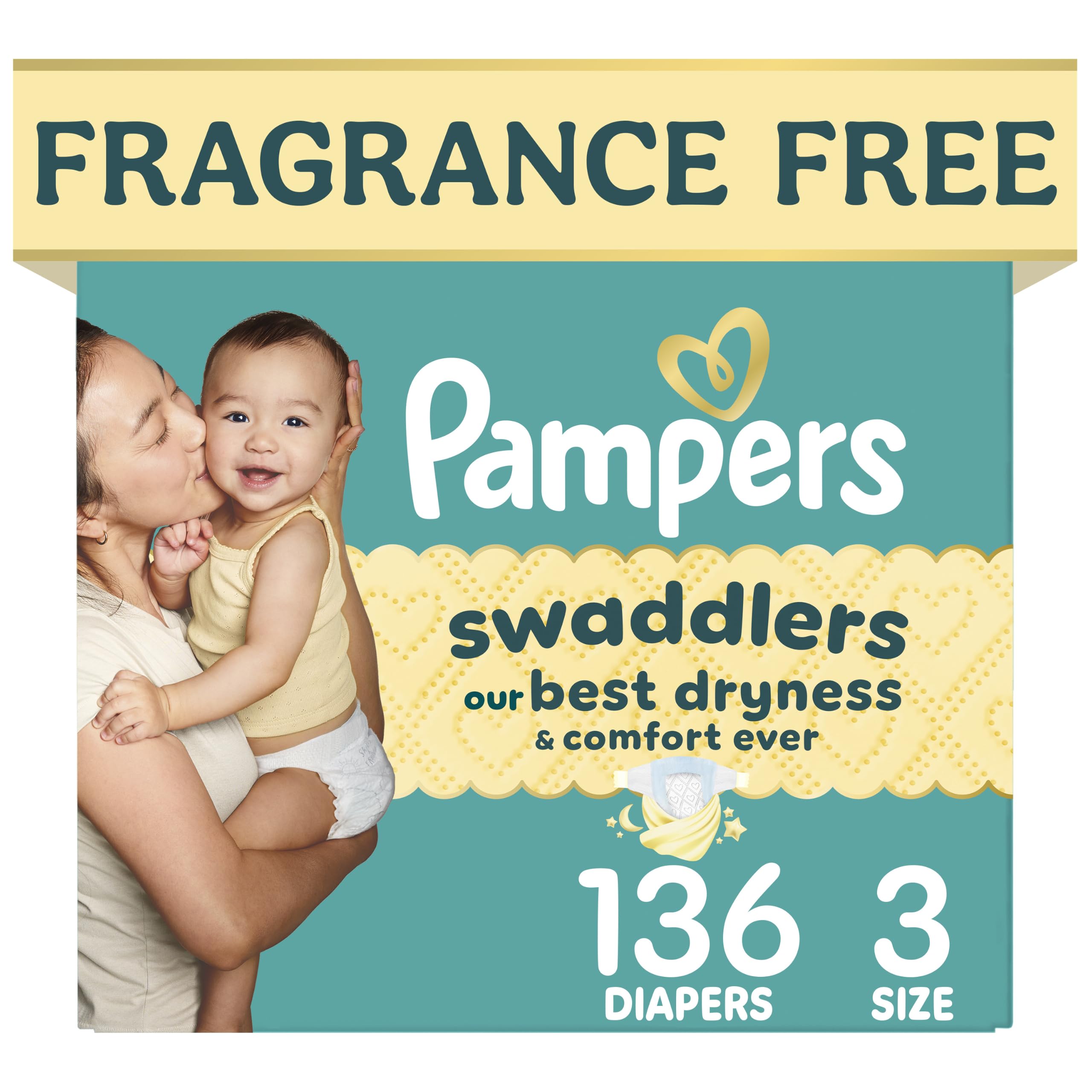 Pampers Swaddlers Newborn Diapers, Size Newborn (10 lbs), 84 Count, Fragrance Free, Hypoallergenic, Absorbent, Pediatrician Recommended, Skin Safe