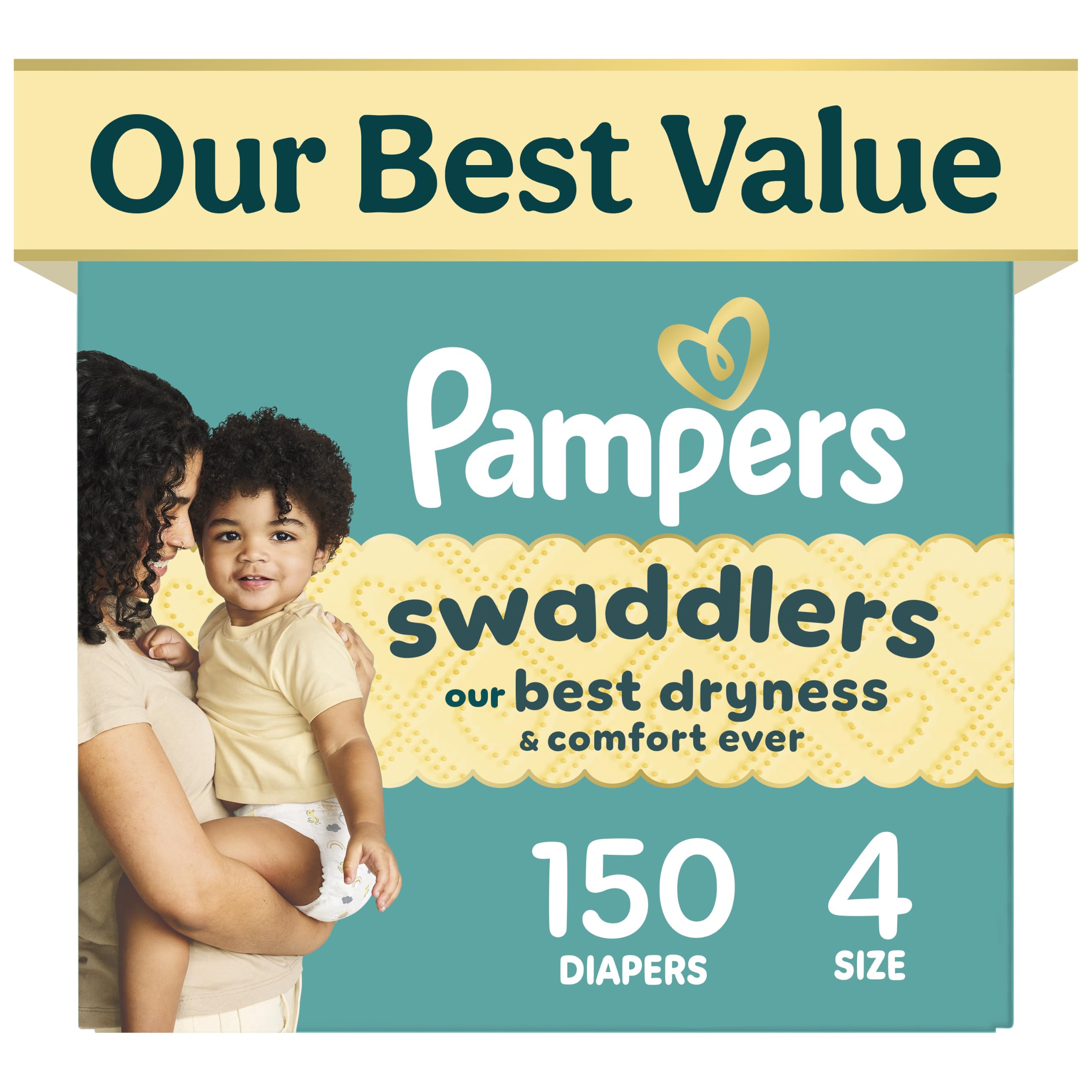Pampers Swaddlers Newborn Diapers, Size Newborn (10 lbs), 84 Count, Fragrance Free, Hypoallergenic, Absorbent, Pediatrician Recommended, Skin Safe