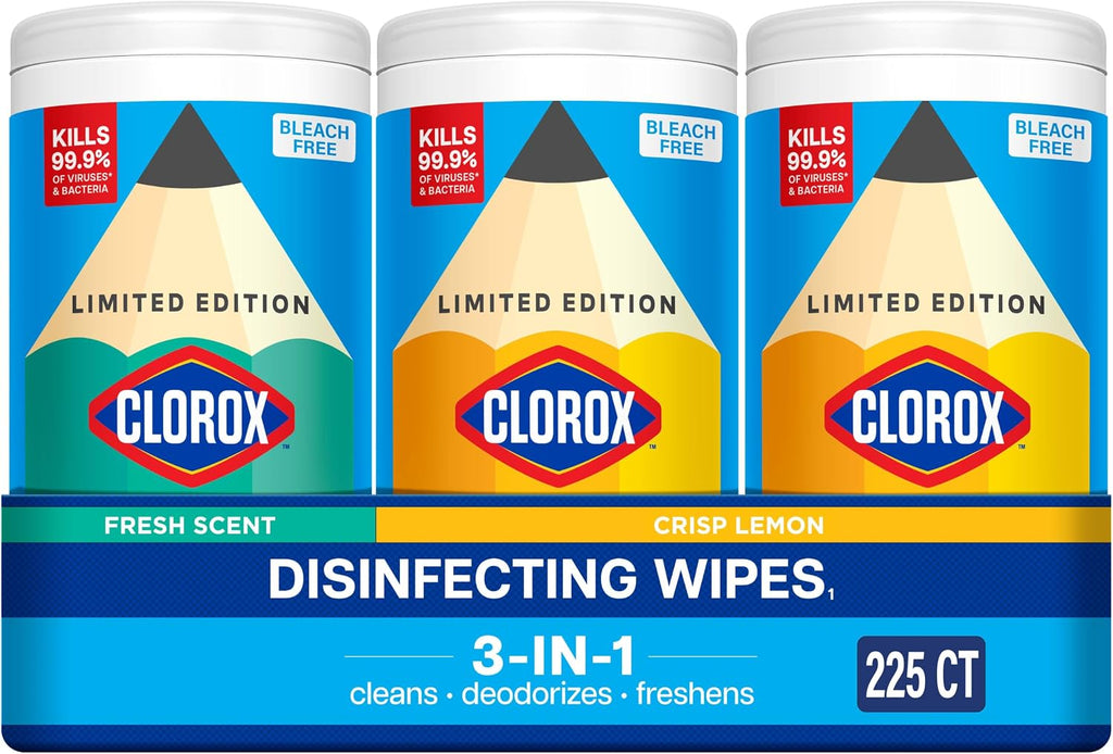 Clorox Disinfecting Wipes Back to School Variety Pack, 75 Count Each, Pack of 3 (Package May Vary)