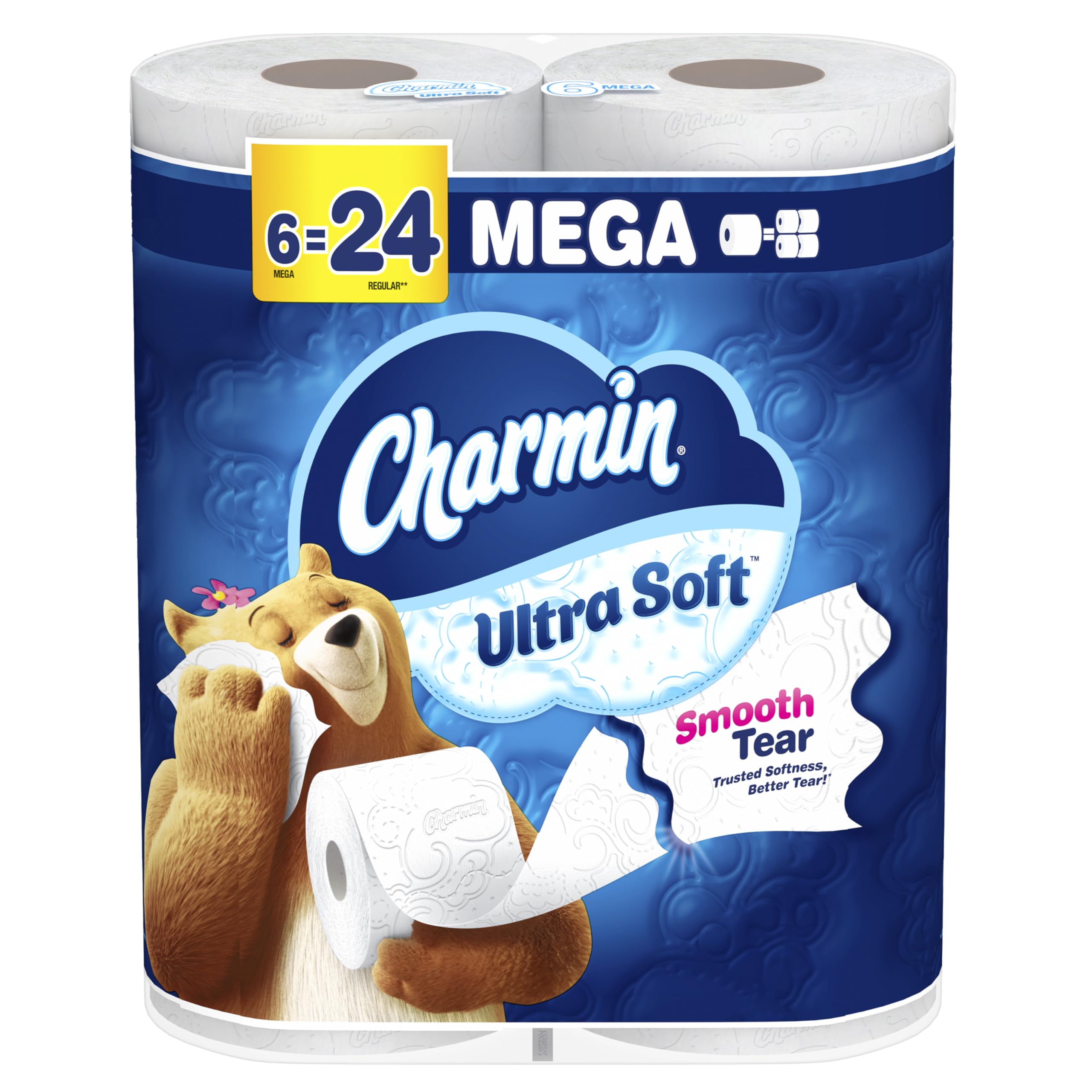 Charmin Ultra Soft Toilet Paper, 12 Mega Rolls = 24 Regular Rolls, 2-ply Bath Tissue