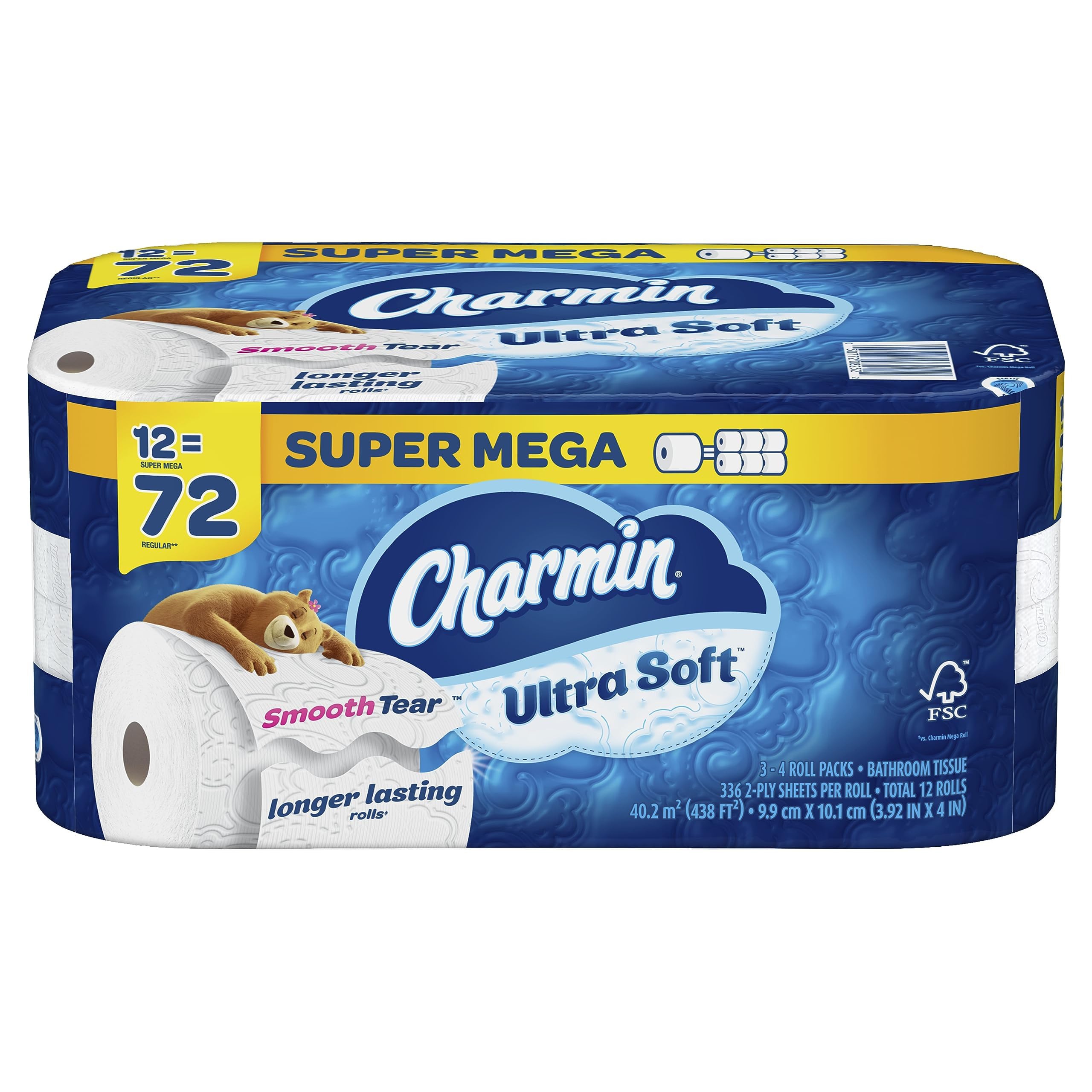 Charmin Ultra Soft Toilet Paper, 12 Mega Rolls = 24 Regular Rolls, 2-ply Bath Tissue