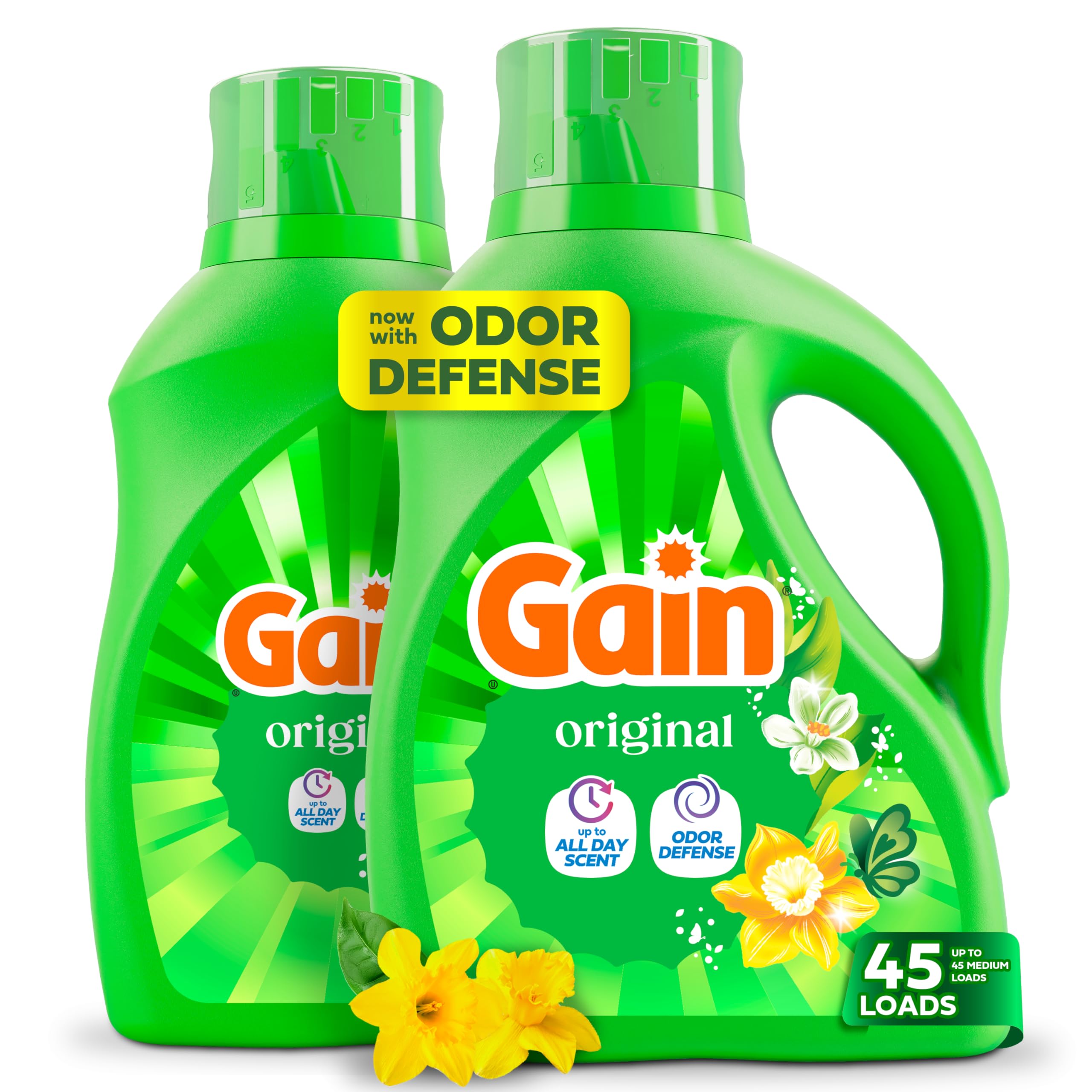 Gain + Aroma Boost Liquid Laundry Detergent, Original Scent, 61 Loads, 88 fl oz, HE Compatible (Pack of 2)