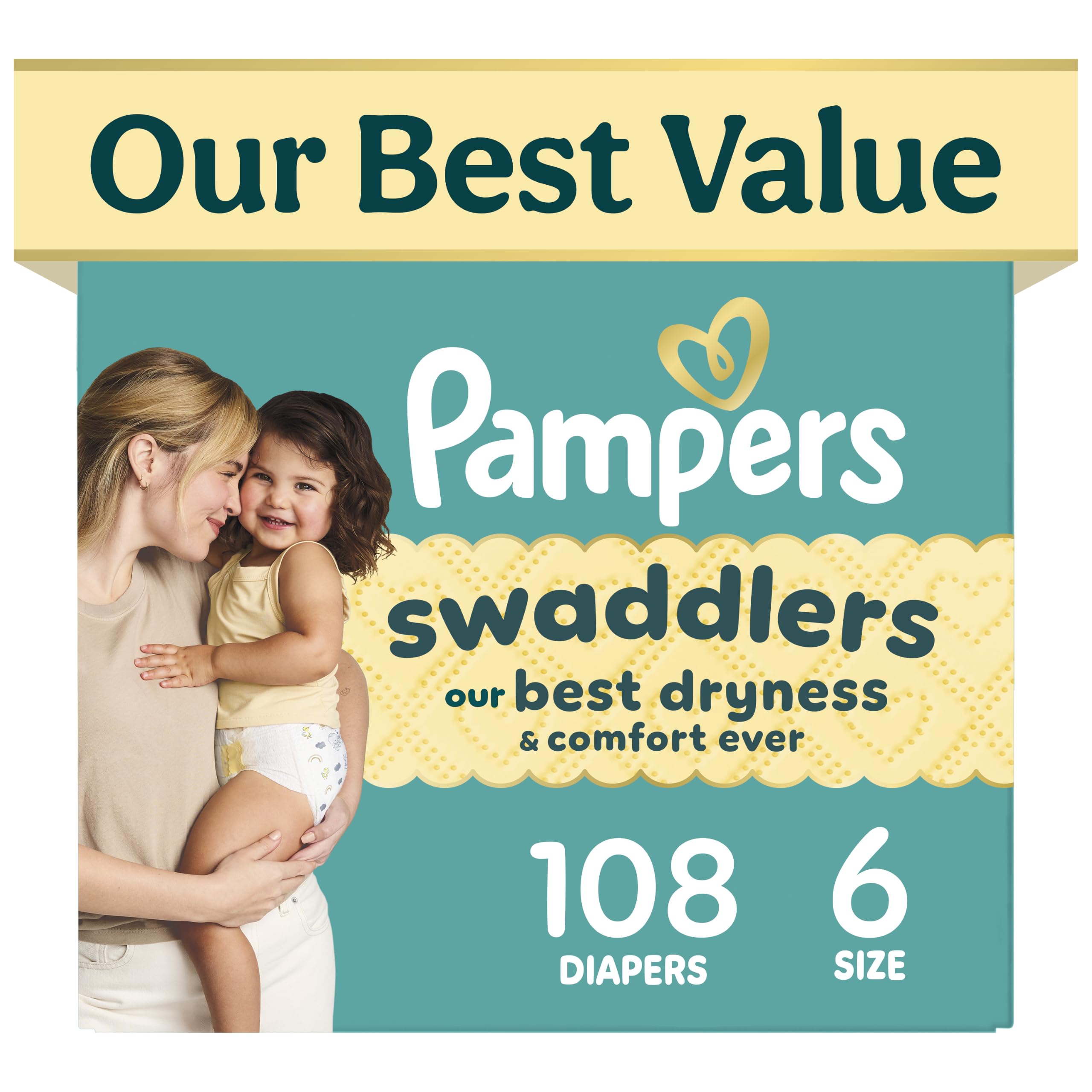 Pampers Swaddlers Newborn Diapers, Size Newborn (10 lbs), 84 Count, Fragrance Free, Hypoallergenic, Absorbent, Pediatrician Recommended, Skin Safe