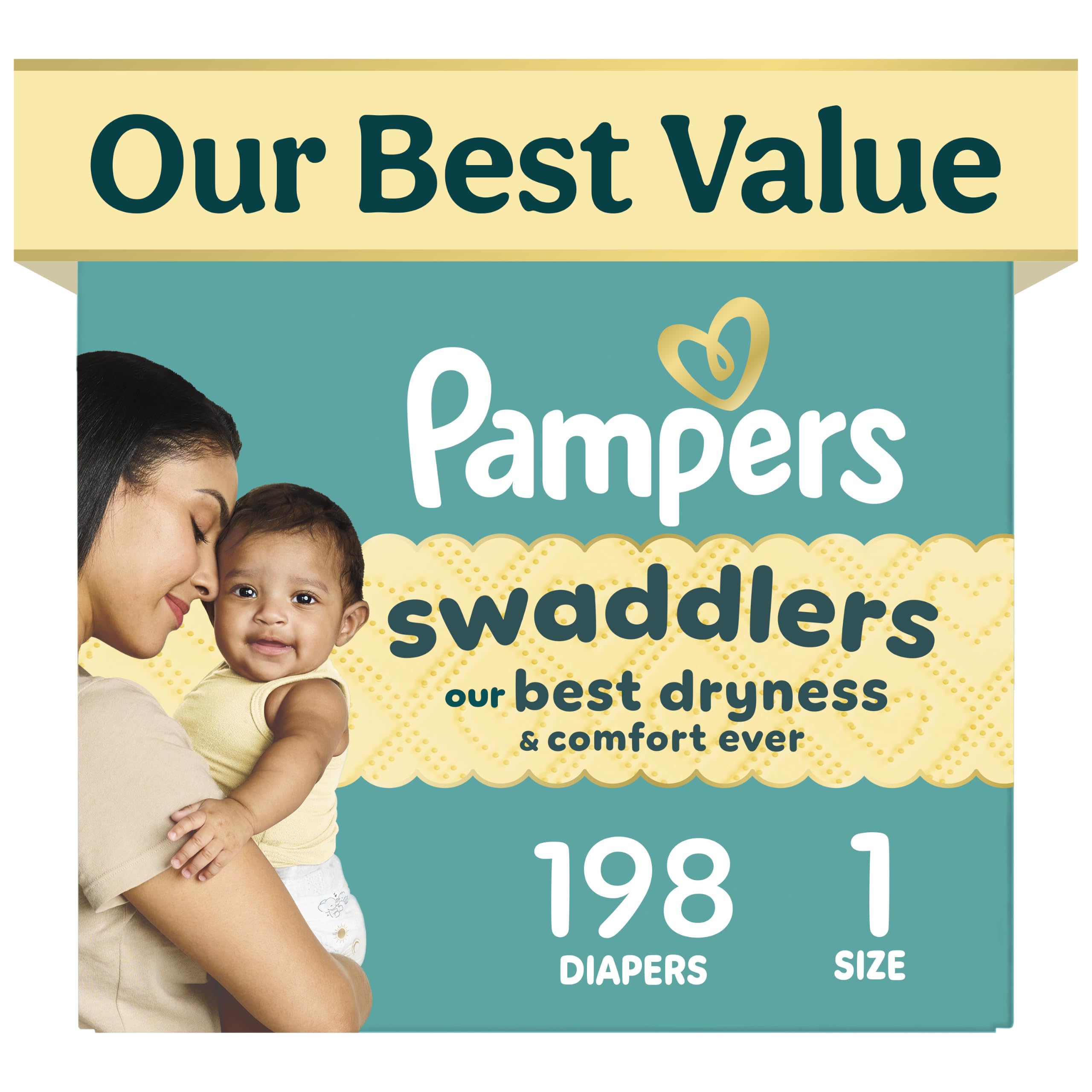 Pampers Swaddlers Newborn Diapers, Size Newborn (10 lbs), 84 Count, Fragrance Free, Hypoallergenic, Absorbent, Pediatrician Recommended, Skin Safe