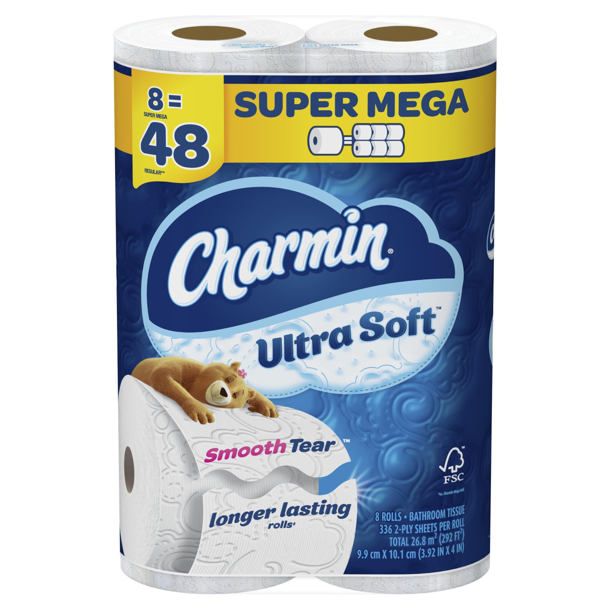 Charmin Ultra Soft Toilet Paper, 12 Mega Rolls = 24 Regular Rolls, 2-ply Bath Tissue
