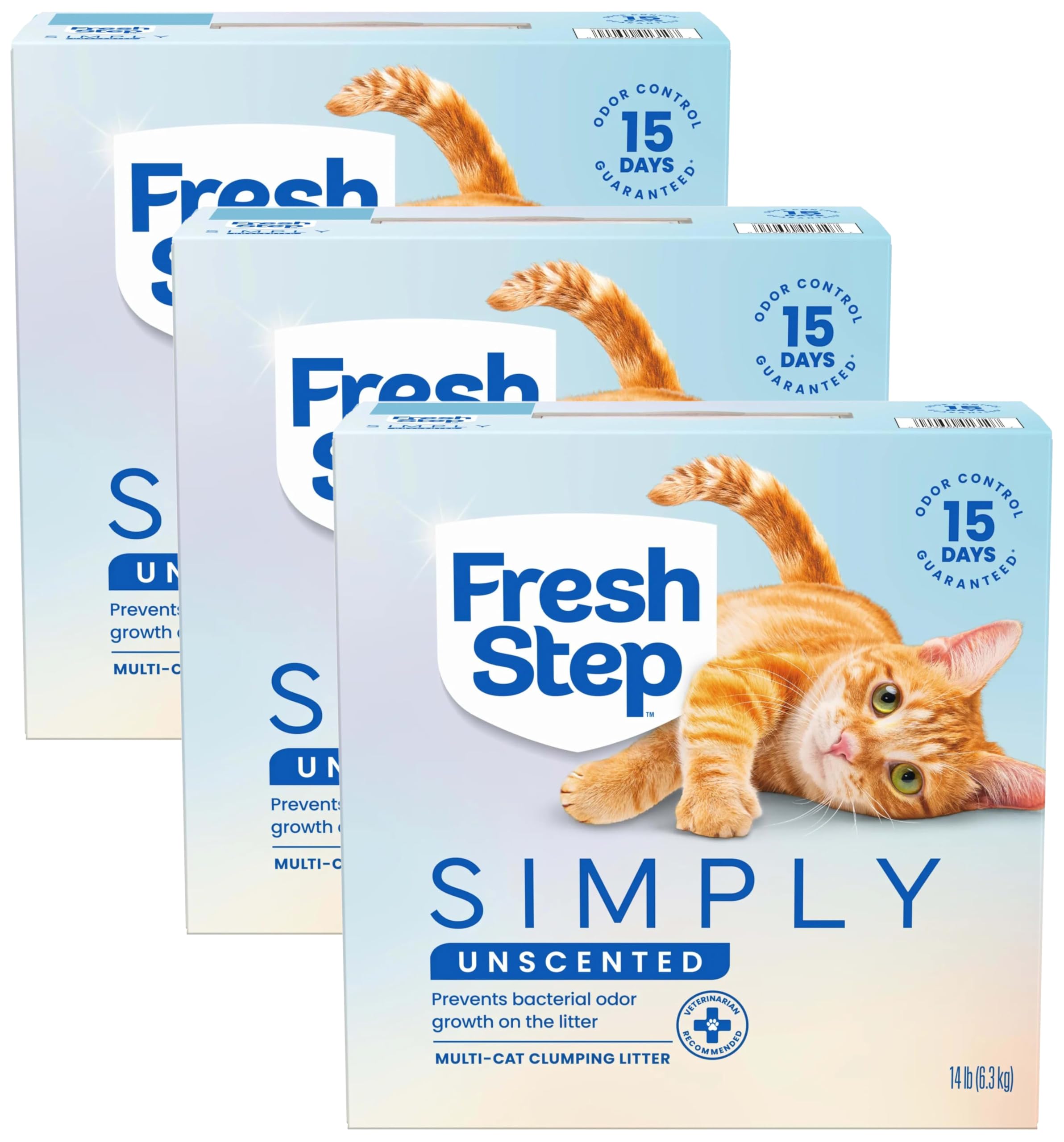 Fresh Step Advanced Odor Shield Light Weight Multi Cat Clumping Litter with Febreze Freshness, Ammonia Block Technology, 18.5 lb. Box, Pack of 2