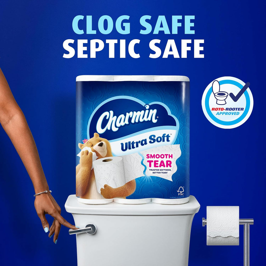 Charmin Ultra Soft Toilet Paper, 12 Mega Rolls = 24 Regular Rolls, 2-ply Bath Tissue