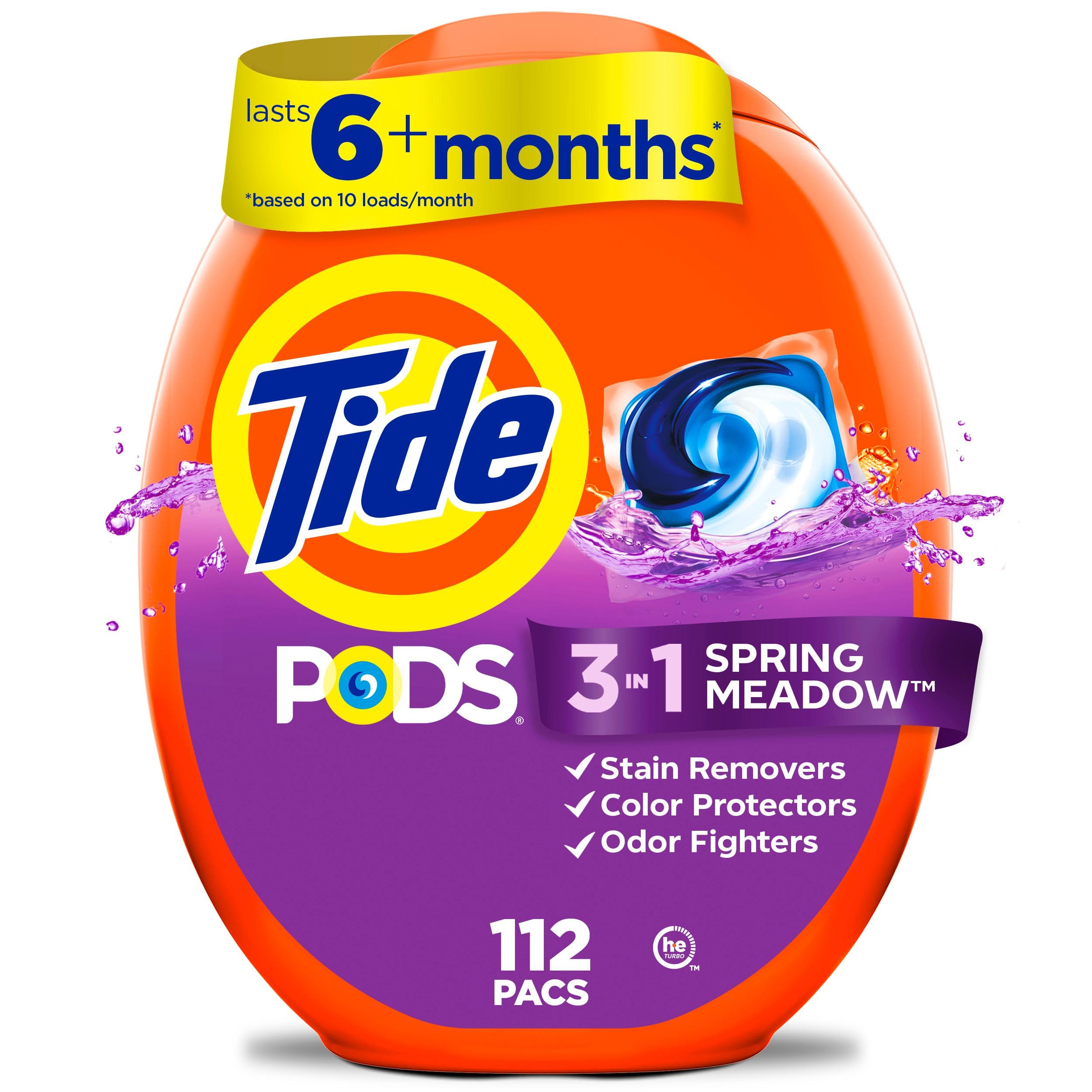 Tide PODS laundry detergent pacs, 3-in-1 Stain Remover, Odor Fighter, Color Protector, 42 Count, HE compatible, Original Scent