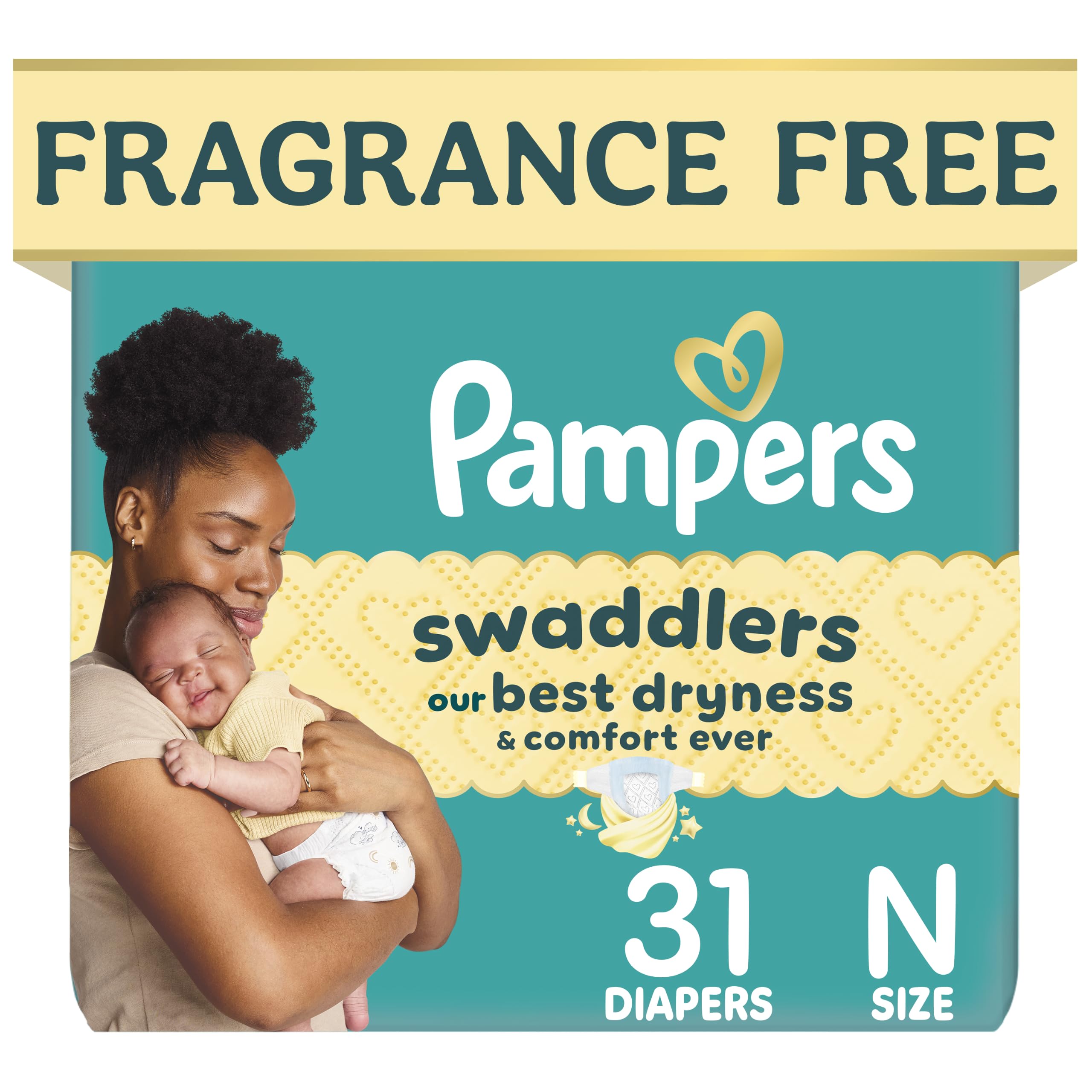 Pampers Swaddlers Newborn Diapers, Size Newborn (10 lbs), 84 Count, Fragrance Free, Hypoallergenic, Absorbent, Pediatrician Recommended, Skin Safe