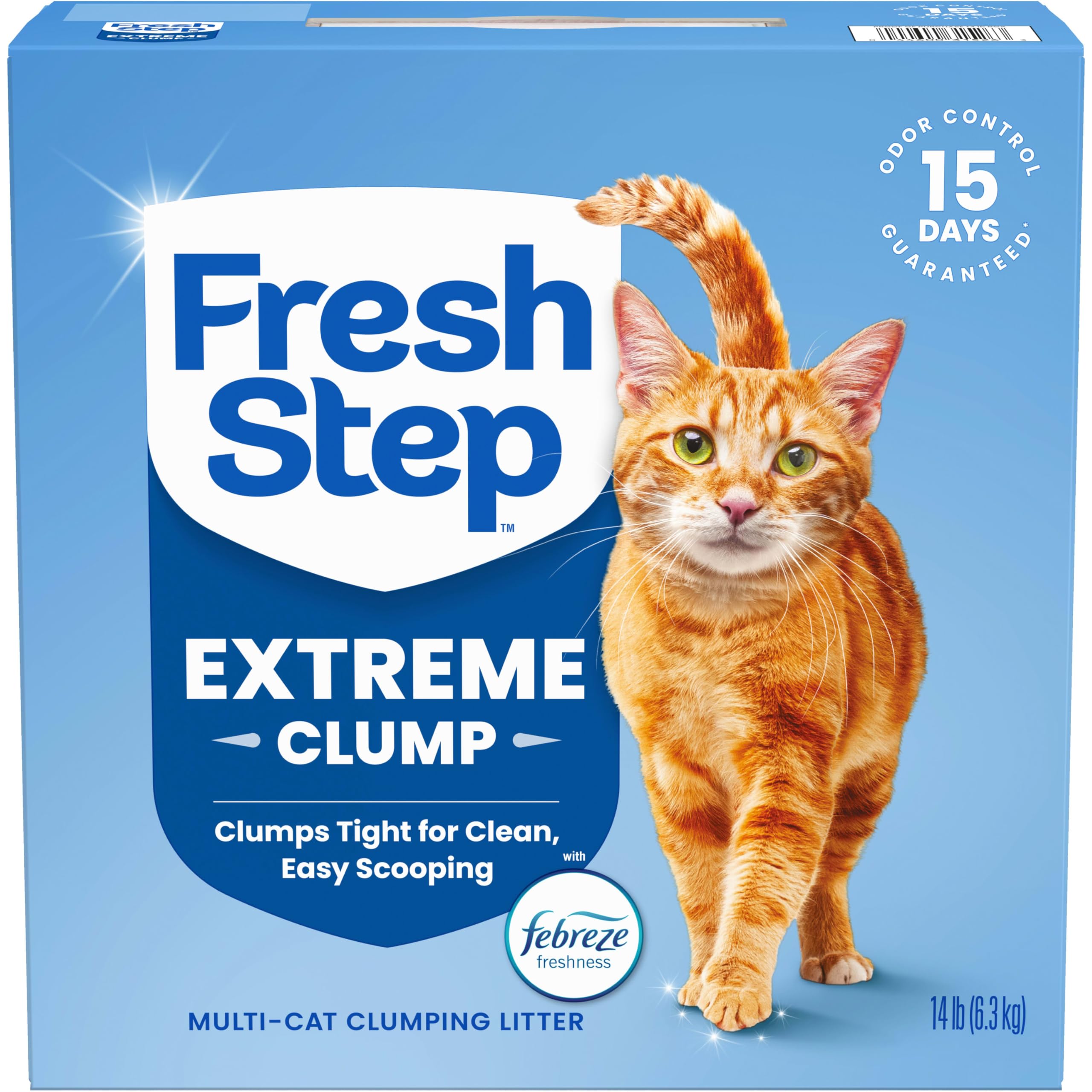 Fresh Step Advanced Odor Shield Light Weight Multi Cat Clumping Litter with Febreze Freshness, Ammonia Block Technology, 18.5 lb. Box, Pack of 2