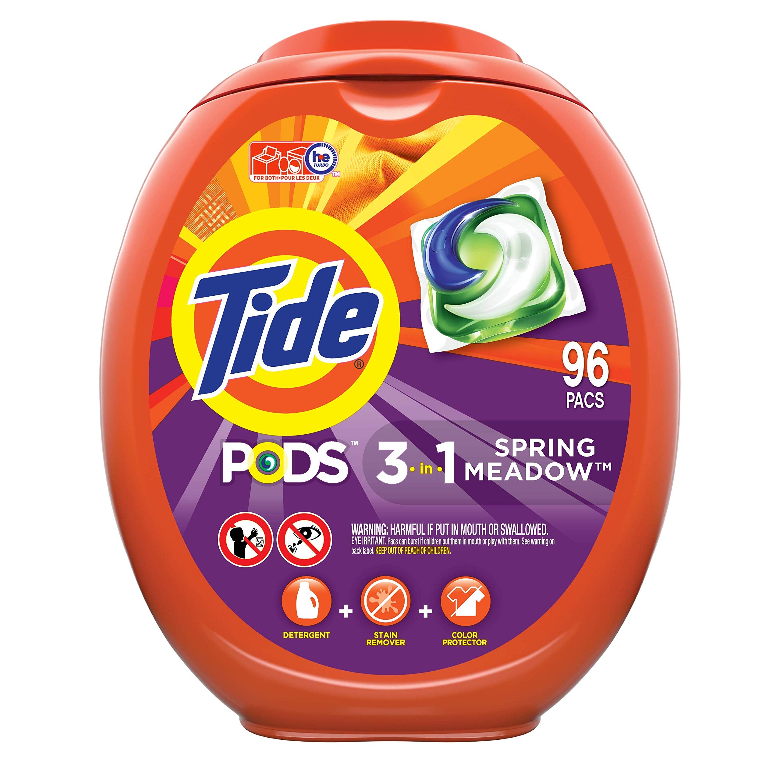 Tide PODS laundry detergent pacs, 3-in-1 Stain Remover, Odor Fighter, Color Protector, 42 Count, HE compatible, Original Scent
