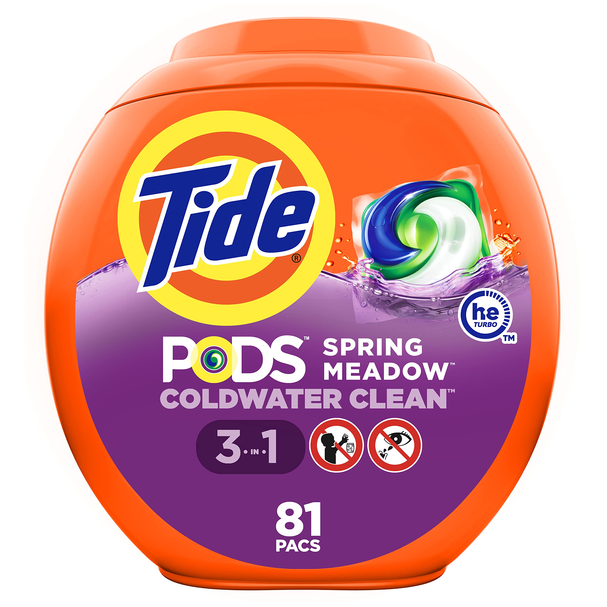 Tide PODS laundry detergent pacs, 3-in-1 Stain Remover, Odor Fighter, Color Protector, 42 Count, HE compatible, Original Scent