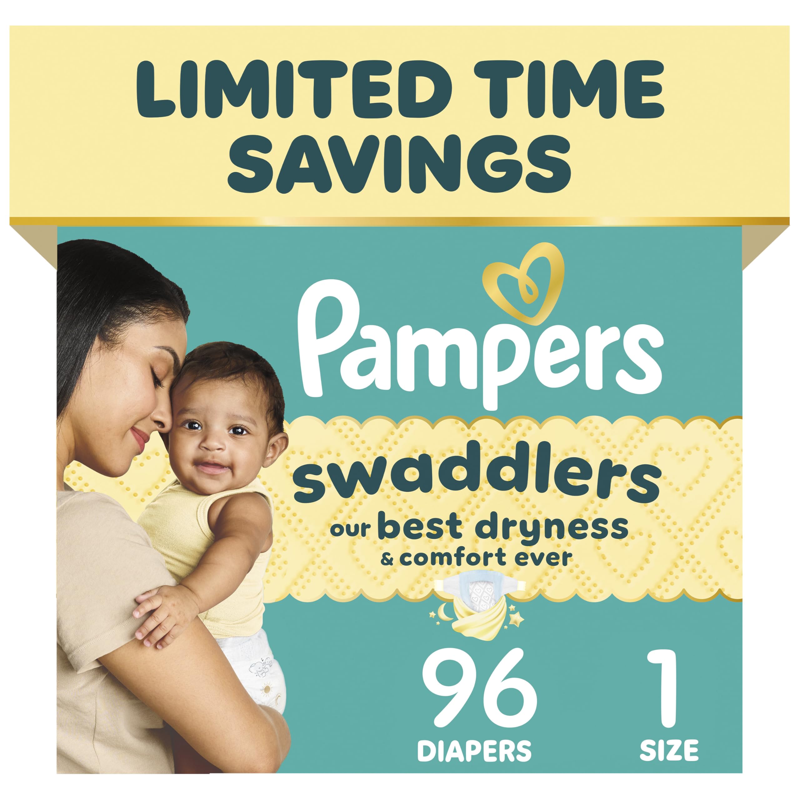 Pampers Swaddlers Newborn Diapers, Size Newborn (10 lbs), 84 Count, Fragrance Free, Hypoallergenic, Absorbent, Pediatrician Recommended, Skin Safe