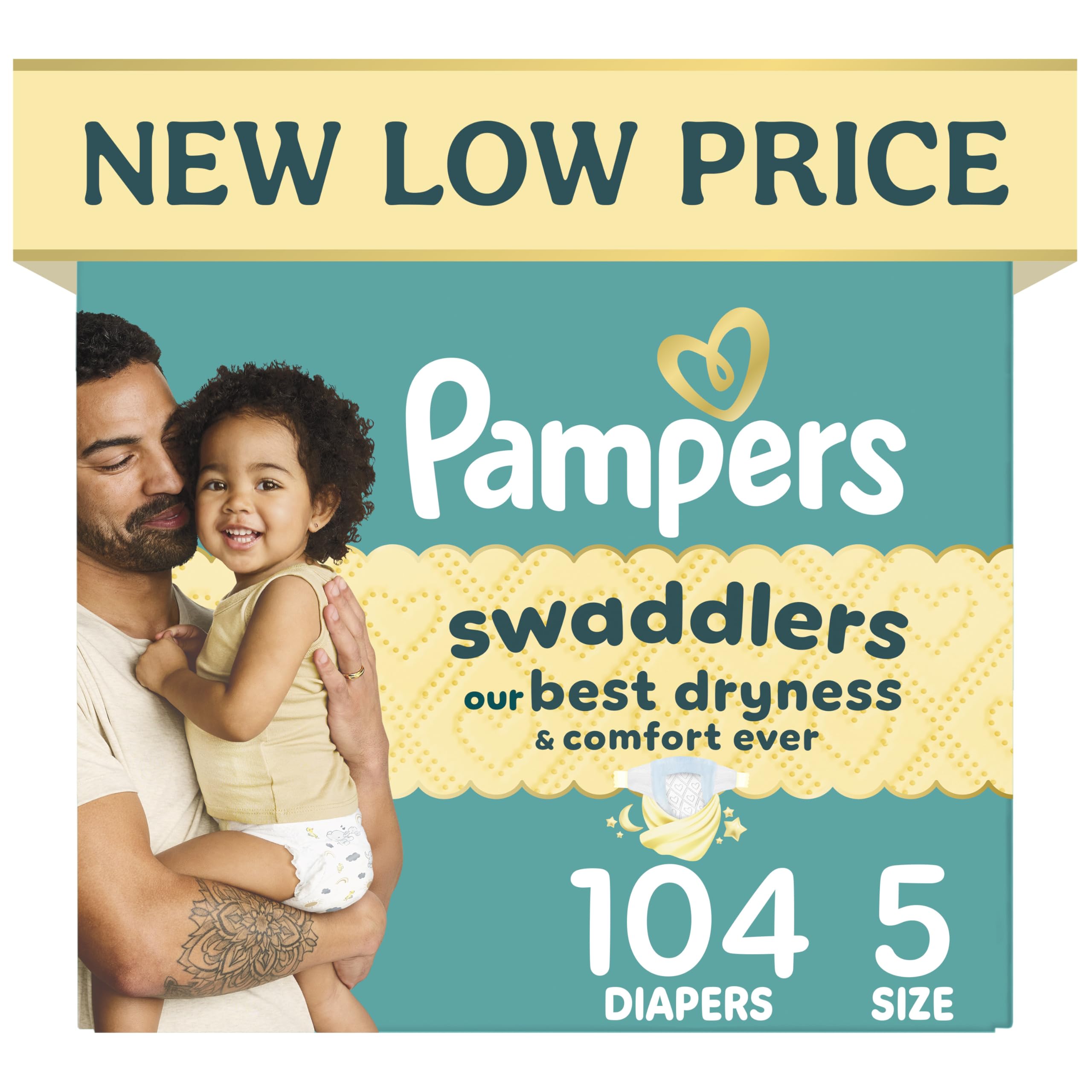 Pampers Swaddlers Newborn Diapers, Size Newborn (10 lbs), 84 Count, Fragrance Free, Hypoallergenic, Absorbent, Pediatrician Recommended, Skin Safe