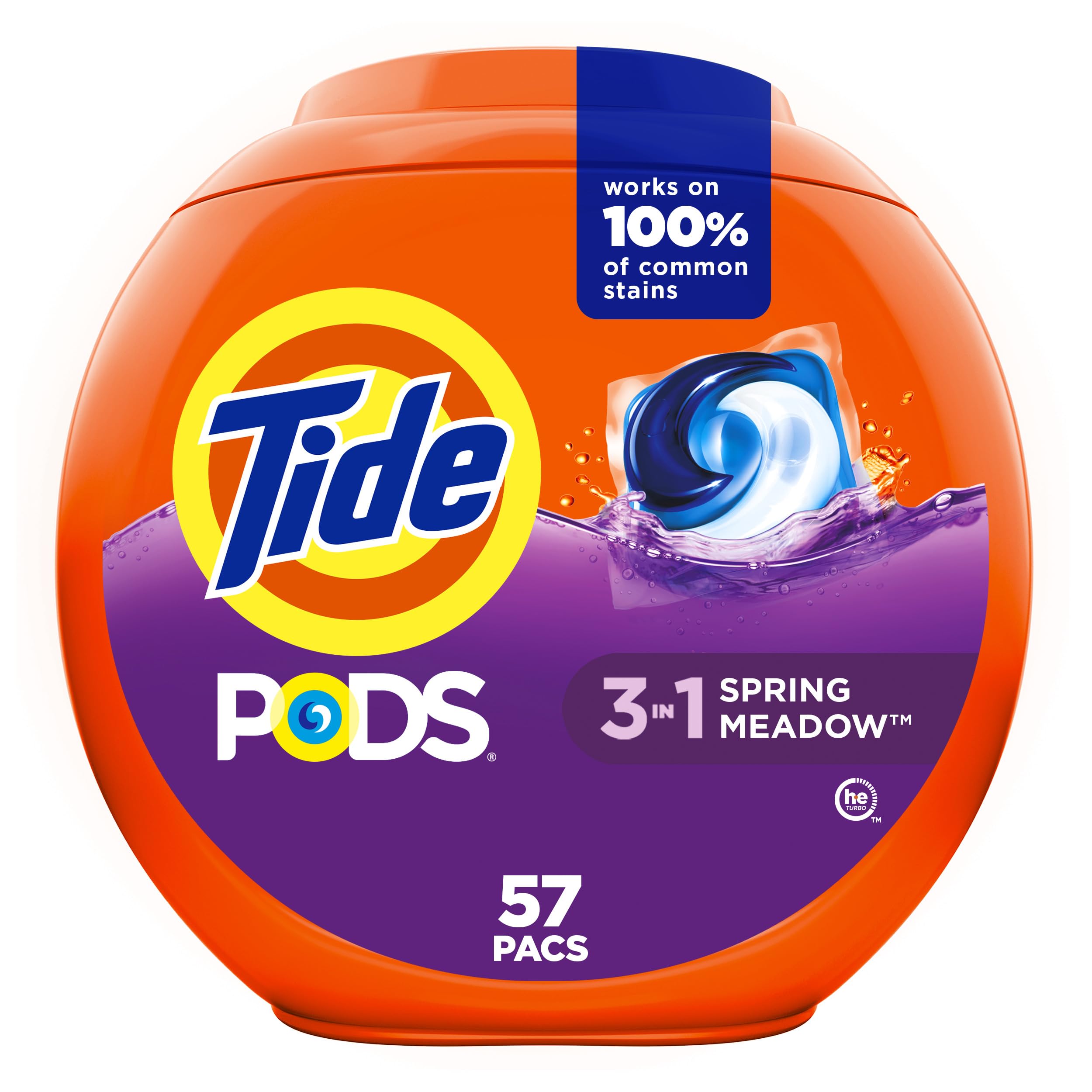 Tide PODS laundry detergent pacs, 3-in-1 Stain Remover, Odor Fighter, Color Protector, 42 Count, HE compatible, Original Scent