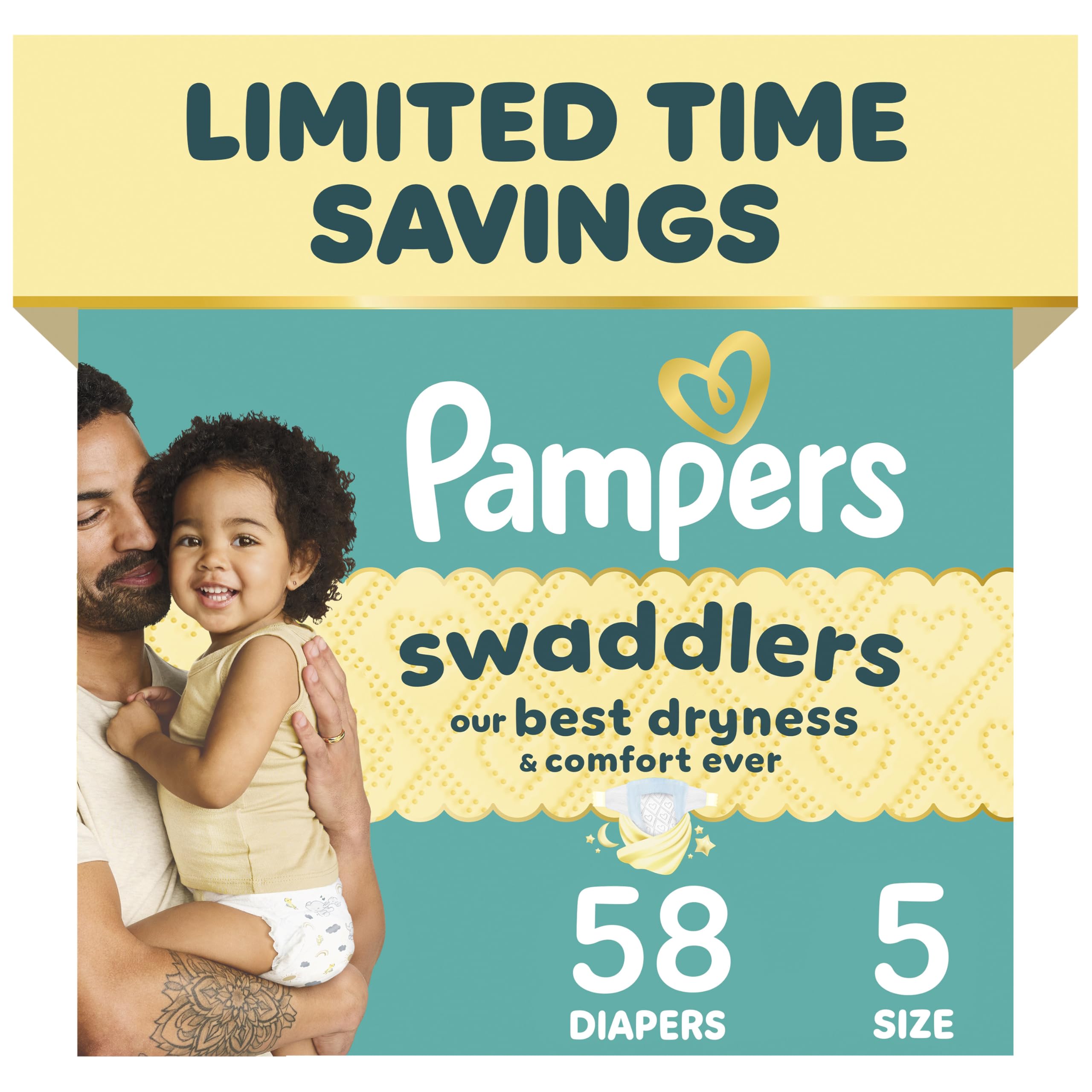 Pampers Swaddlers Newborn Diapers, Size Newborn (10 lbs), 84 Count, Fragrance Free, Hypoallergenic, Absorbent, Pediatrician Recommended, Skin Safe