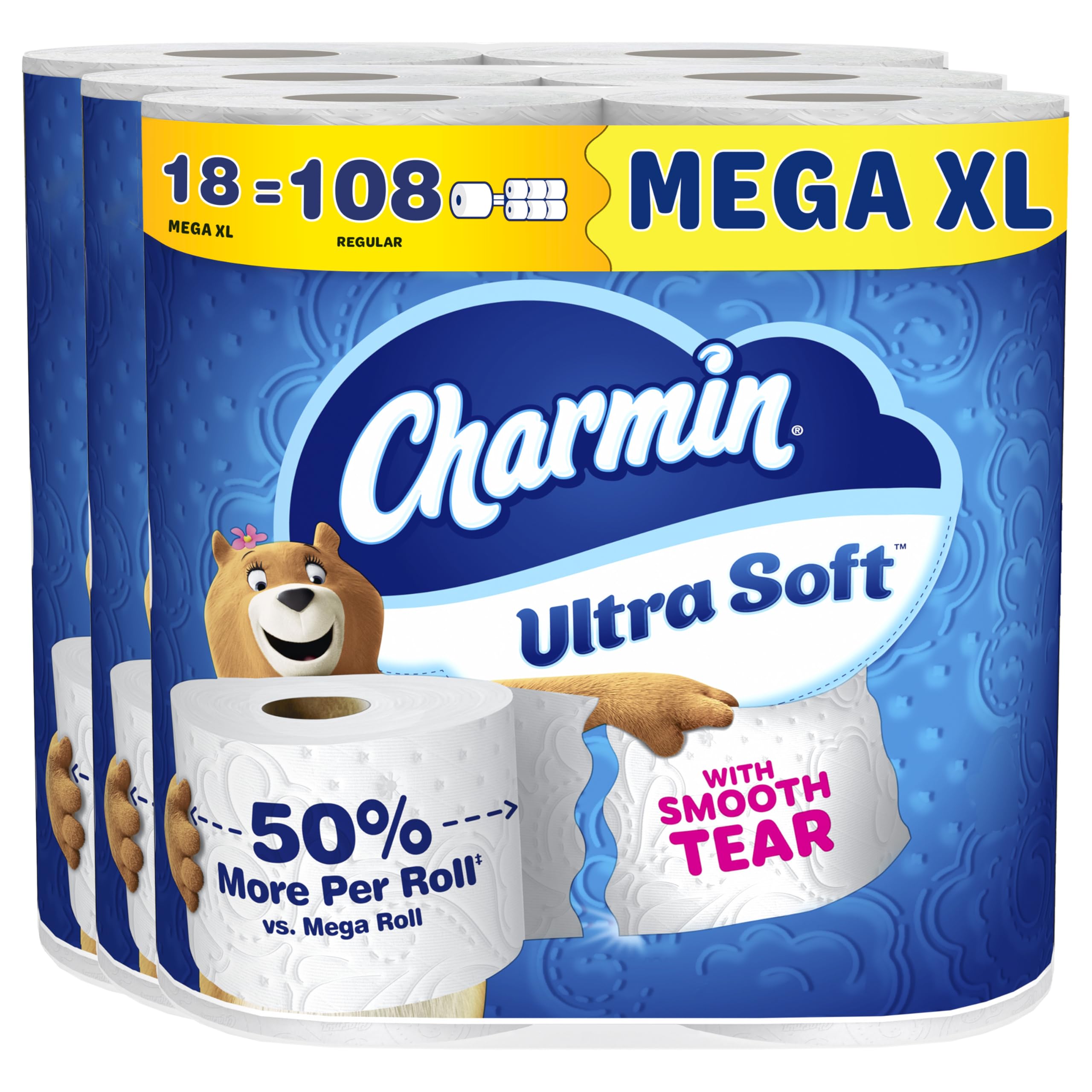 Charmin Ultra Soft Toilet Paper, 12 Mega Rolls = 24 Regular Rolls, 2-ply Bath Tissue