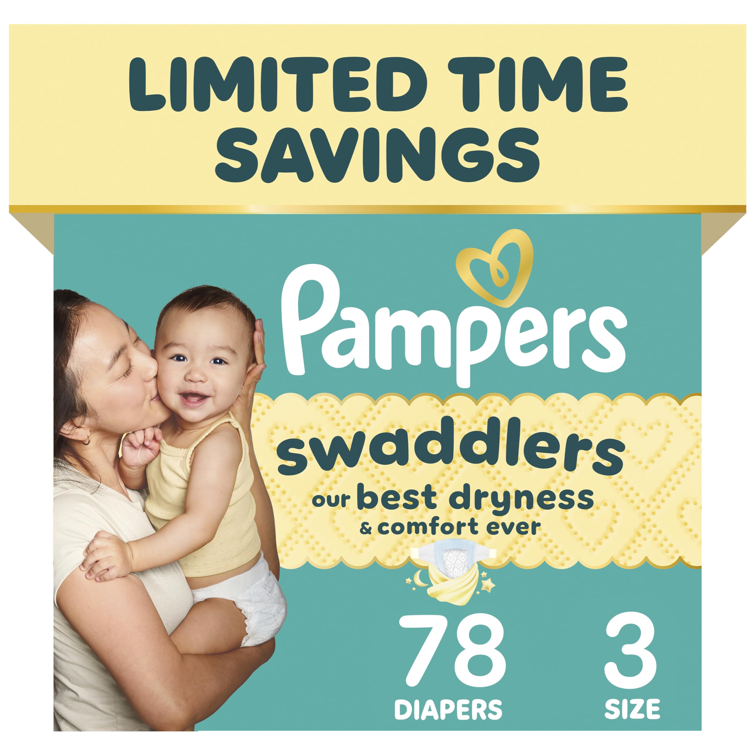 Pampers Swaddlers Newborn Diapers, Size Newborn (10 lbs), 84 Count, Fragrance Free, Hypoallergenic, Absorbent, Pediatrician Recommended, Skin Safe