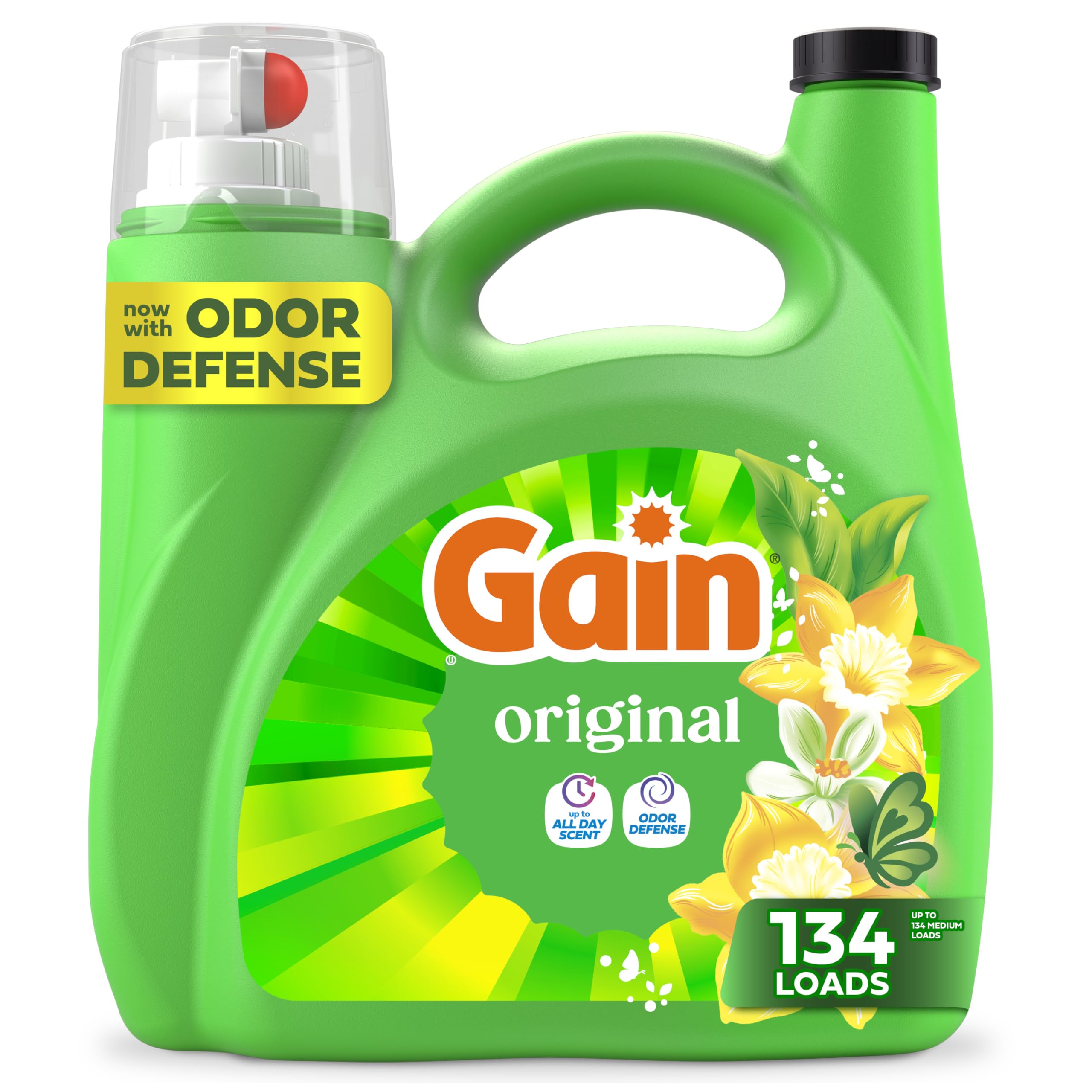 Gain + Aroma Boost Liquid Laundry Detergent, Original Scent, 61 Loads, 88 fl oz, HE Compatible (Pack of 2)