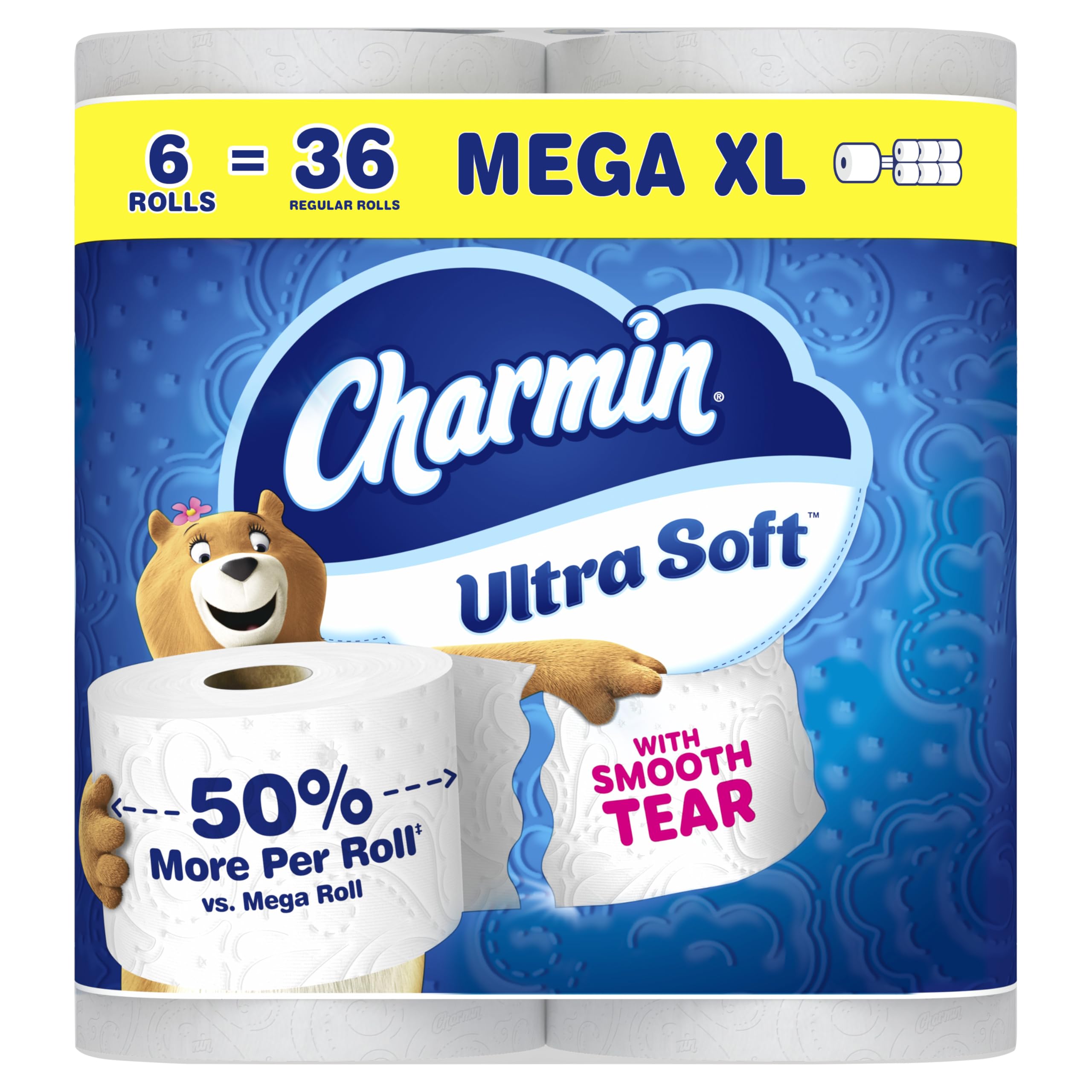 Charmin Ultra Soft Toilet Paper, 12 Mega Rolls = 24 Regular Rolls, 2-ply Bath Tissue