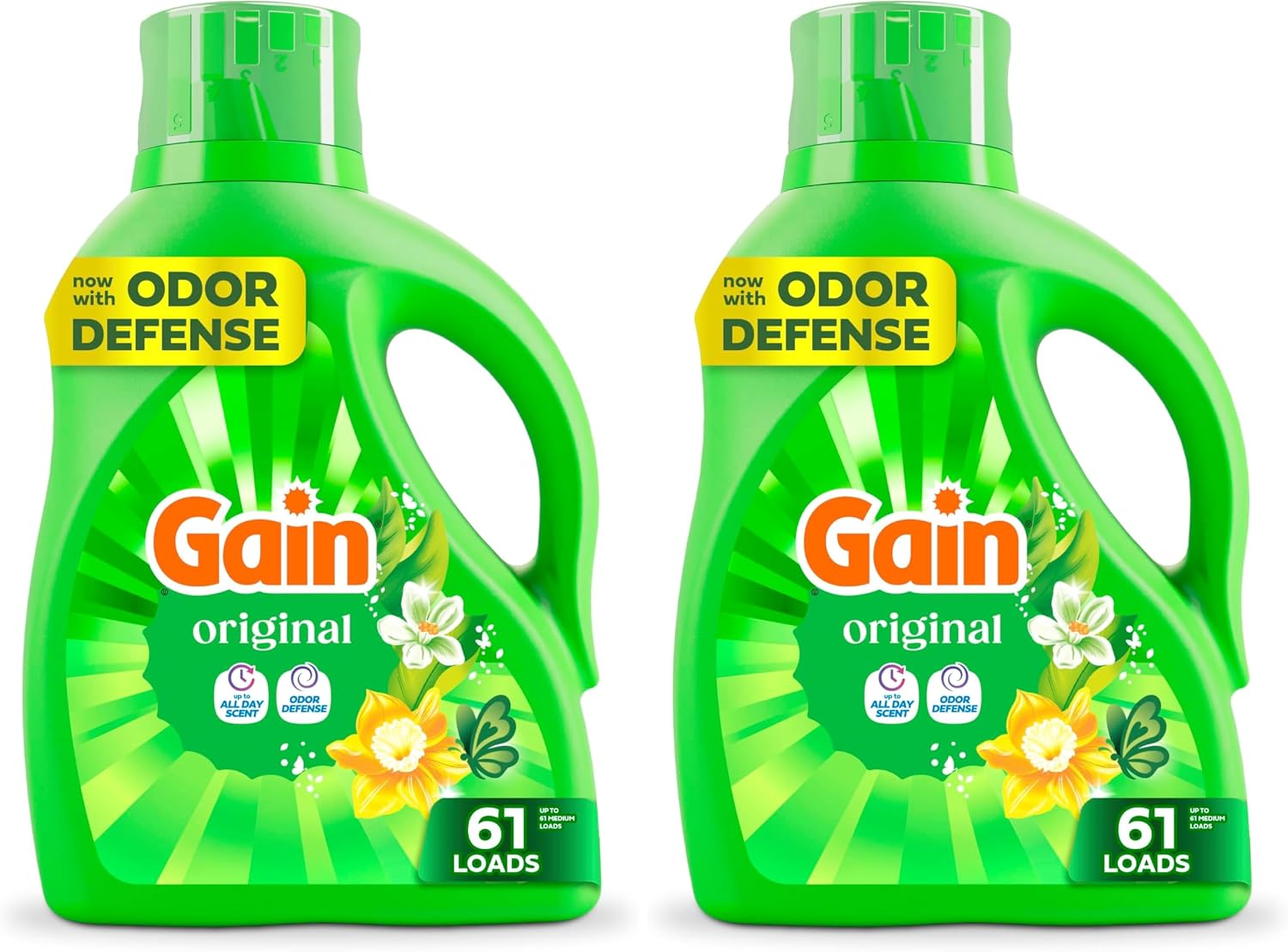 Gain + Aroma Boost Liquid Laundry Detergent, Original Scent, 61 Loads, 88 fl oz, HE Compatible (Pack of 2)