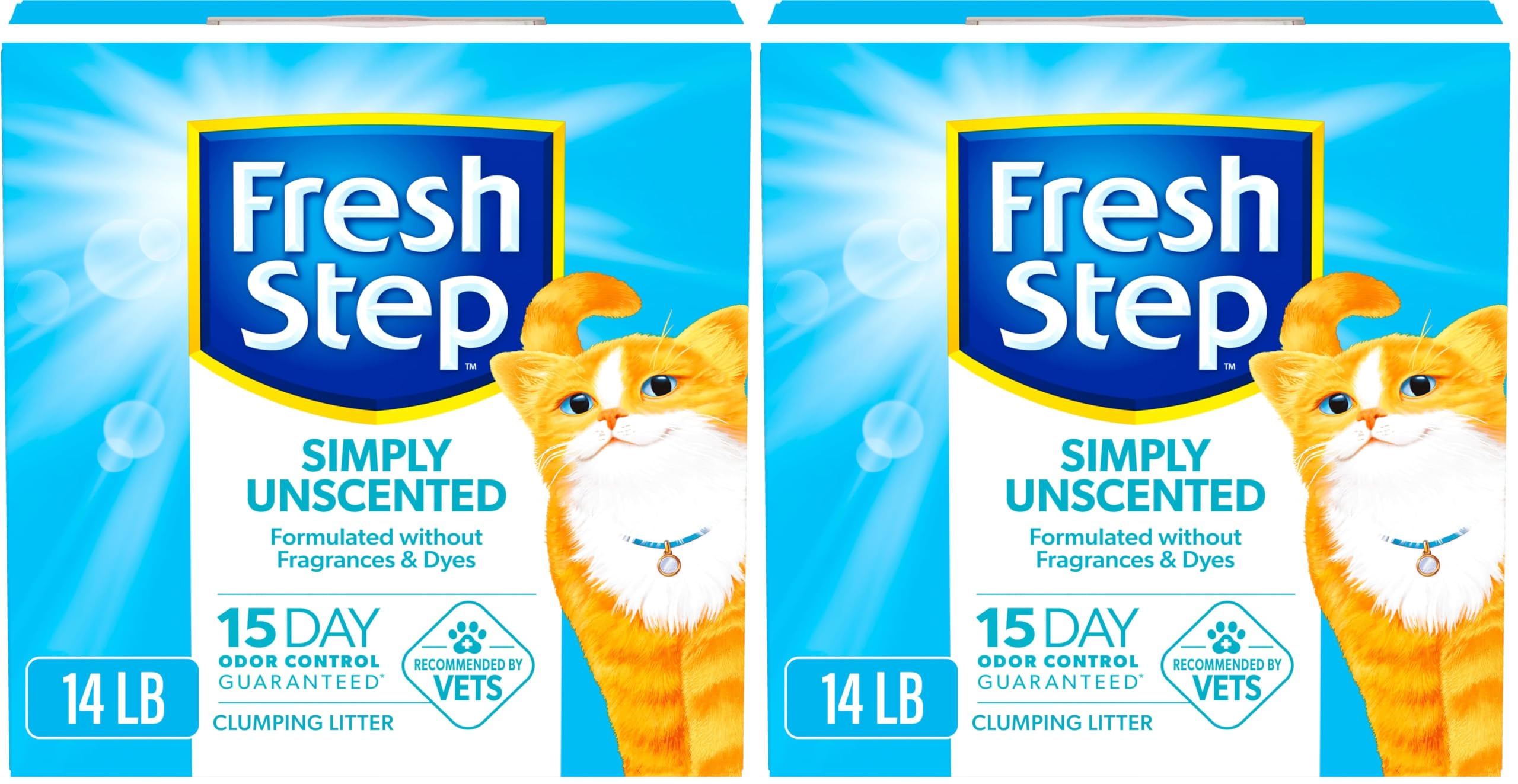 Fresh Step Advanced Odor Shield Light Weight Multi Cat Clumping Litter with Febreze Freshness, Ammonia Block Technology, 18.5 lb. Box, Pack of 2