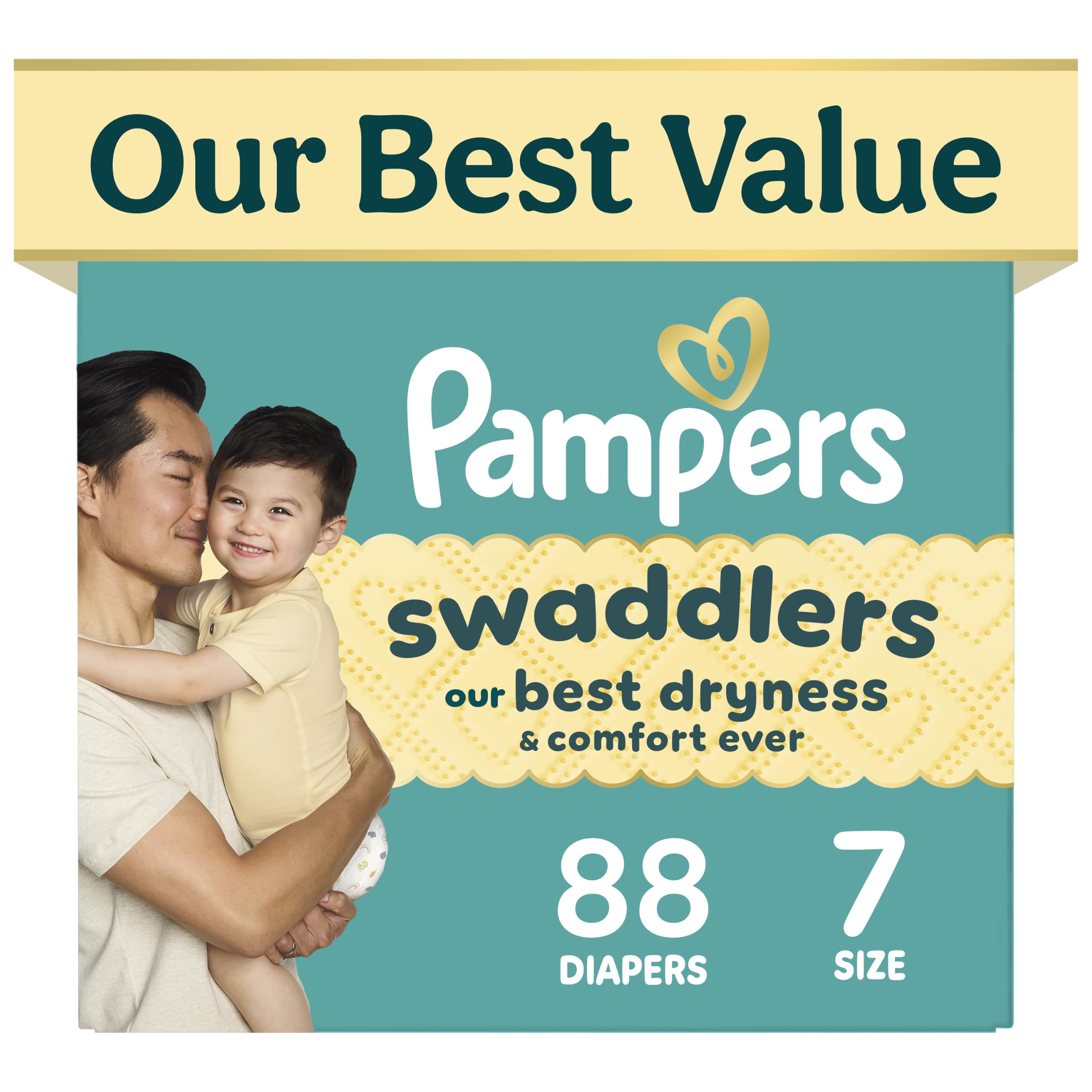 Pampers Swaddlers Newborn Diapers, Size Newborn (10 lbs), 84 Count, Fragrance Free, Hypoallergenic, Absorbent, Pediatrician Recommended, Skin Safe