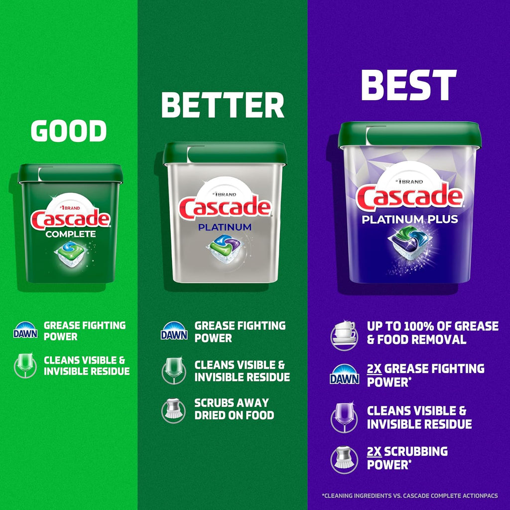 Cascade Platinum Dishwasher Pods, Dishwasher Detergent, Dish Detergent Soap, Fresh, 71 count